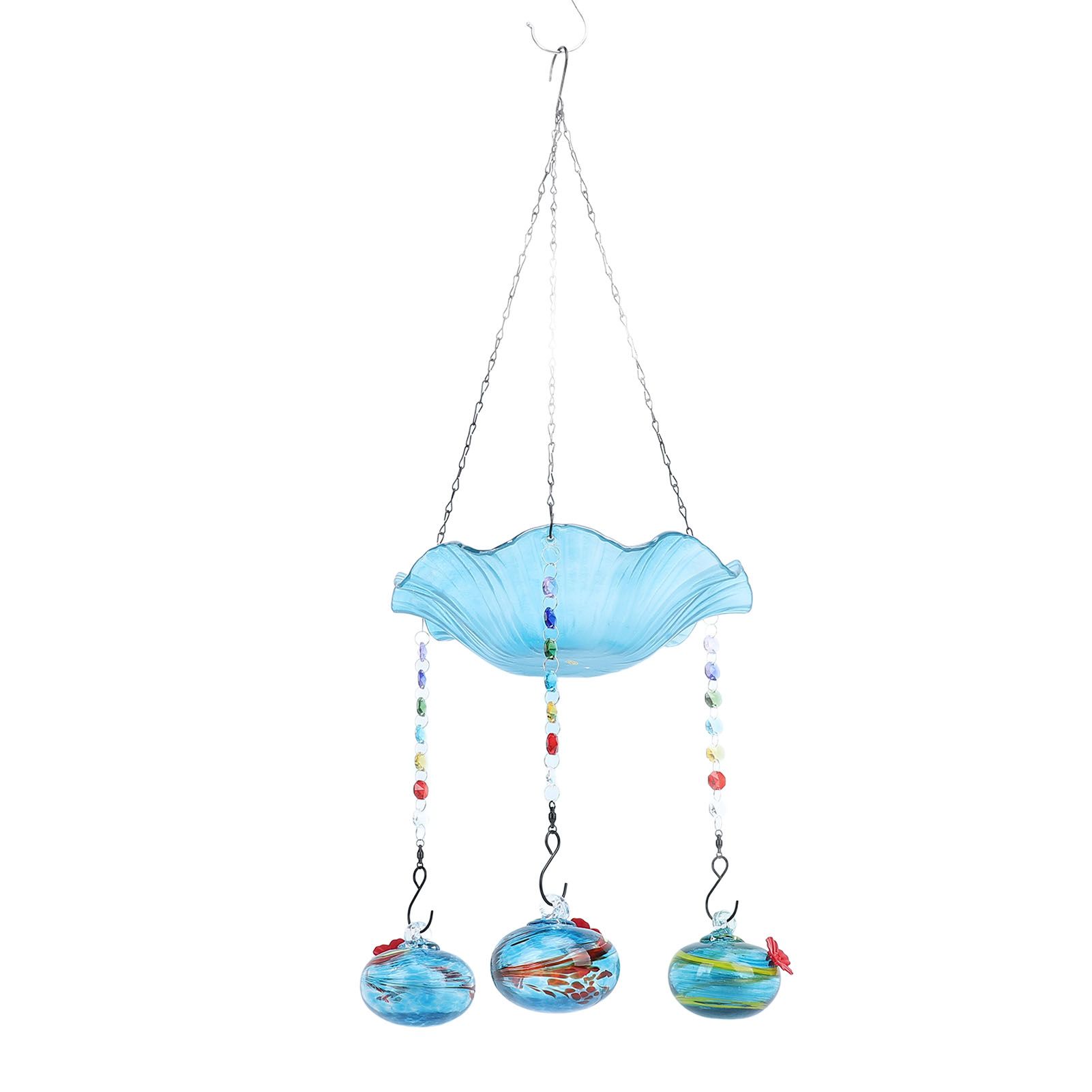 Hummingbird Feeder Bird Bath for Outdoors 2 In 1 Hanging Solar Bird Bath view 10