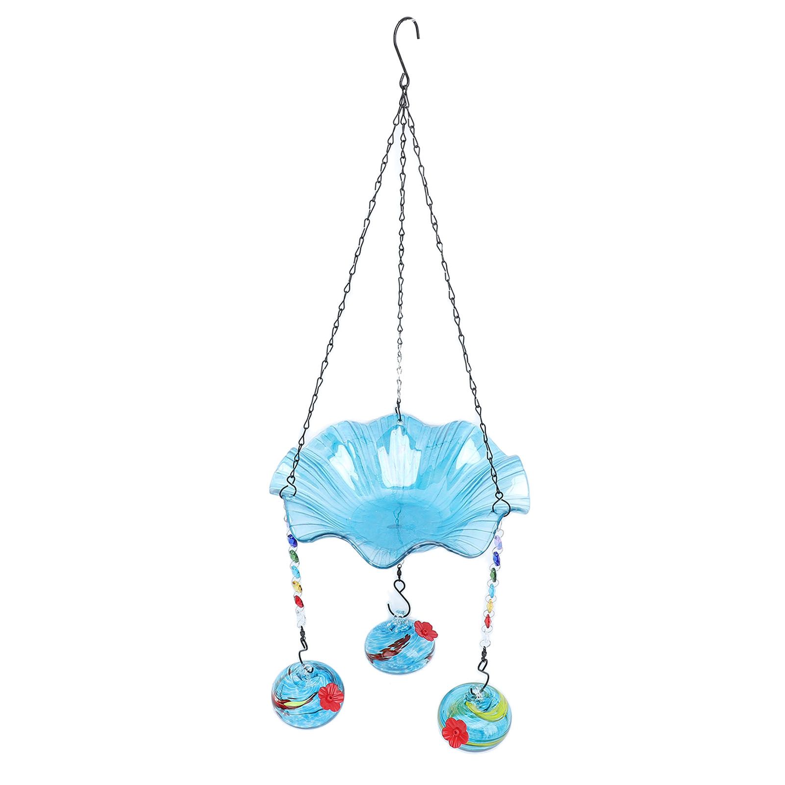 Hummingbird Feeder Bird Bath for Outdoors 2 In 1 Hanging Solar Bird Bath view 11