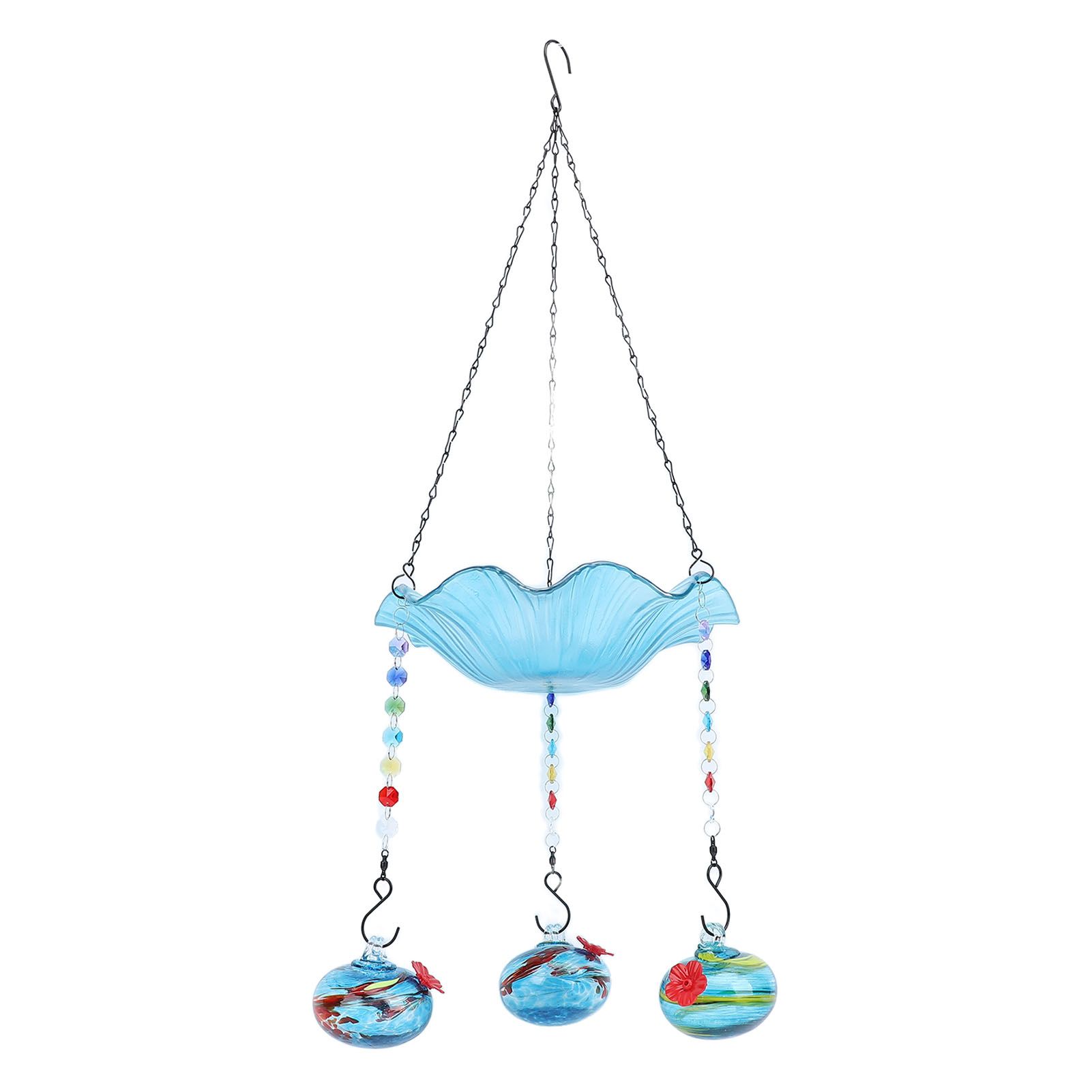 Hummingbird Feeder Bird Bath for Outdoors 2 In 1 Hanging Solar Bird Bath view 12