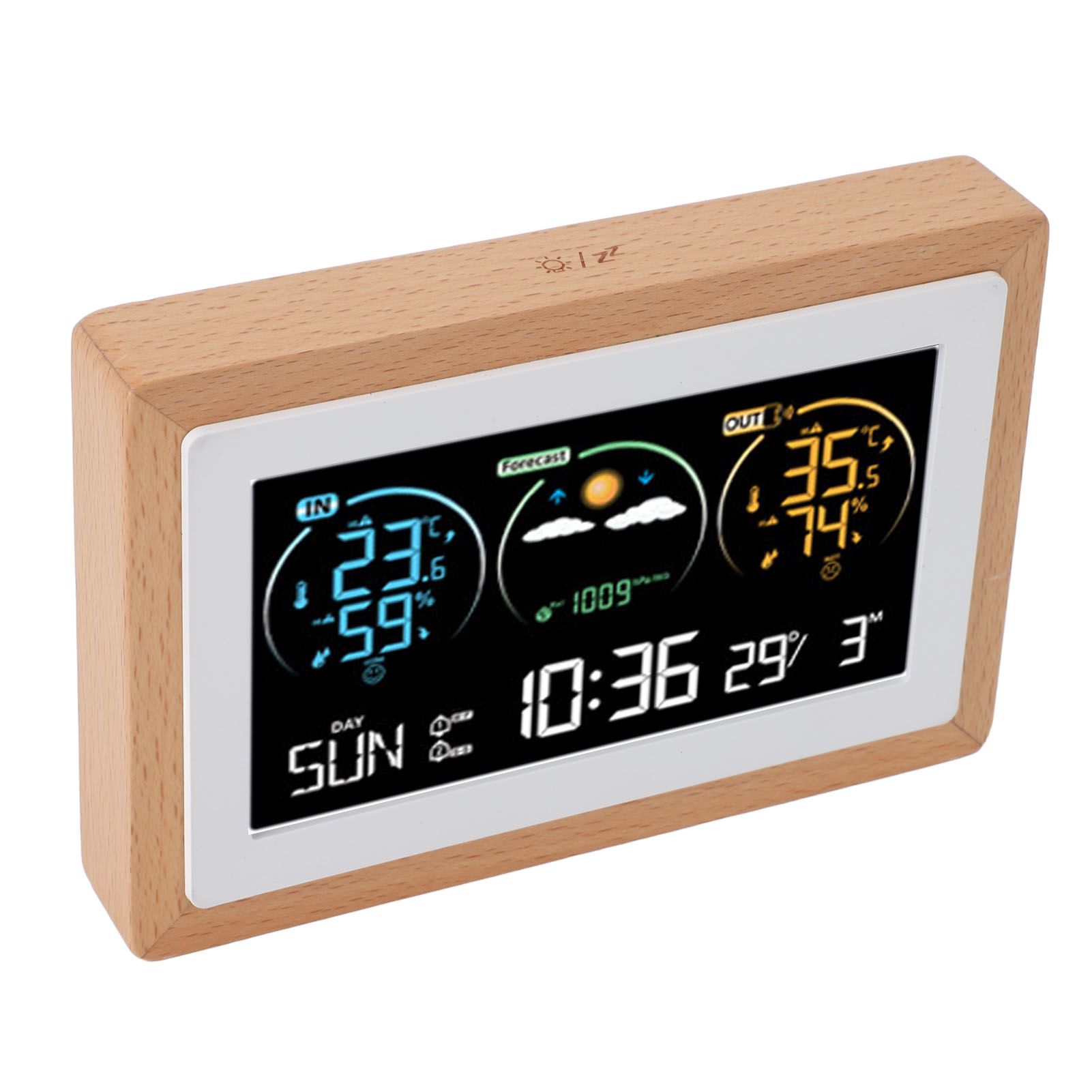Cordless Weather Clock Color Screen Weather Forecast Temperature Humidity view 6