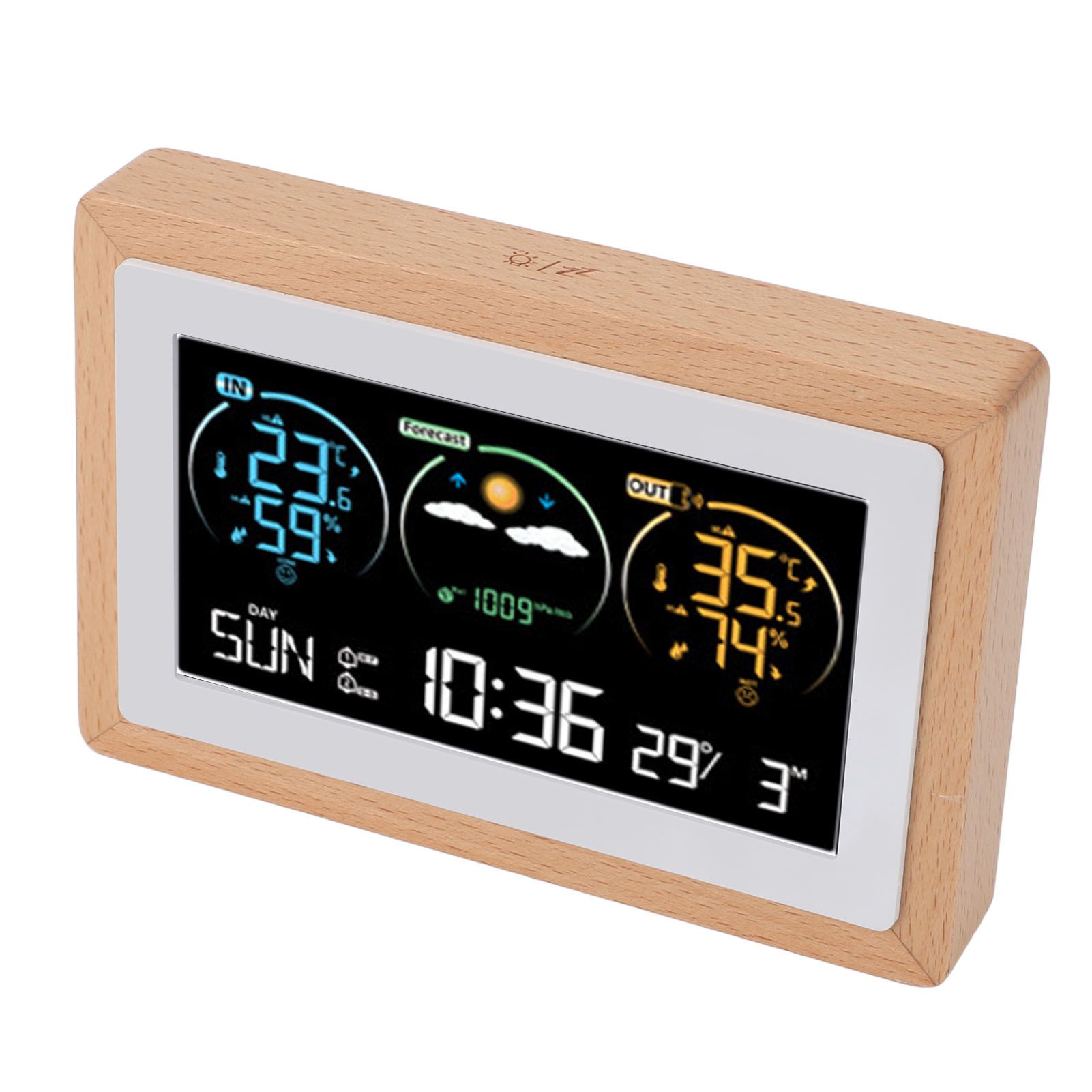 Cordless Weather Clock Color Screen Weather Forecast Temperature Humidity view 8