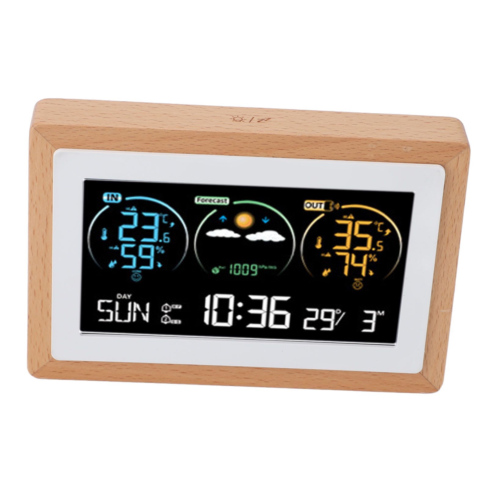 Cordless Weather Clock Color Screen Weather Forecast Temperature Humidity view 10
