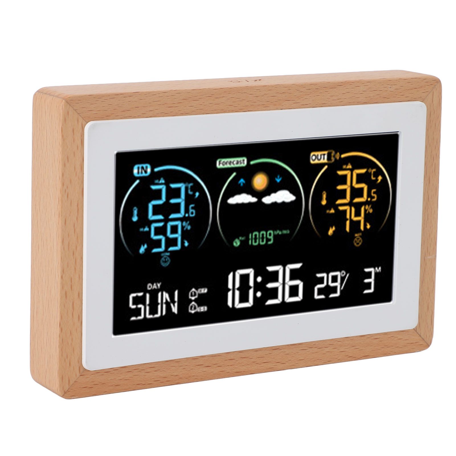 Cordless Weather Clock Color Screen Weather Forecast Temperature Humidity view 11