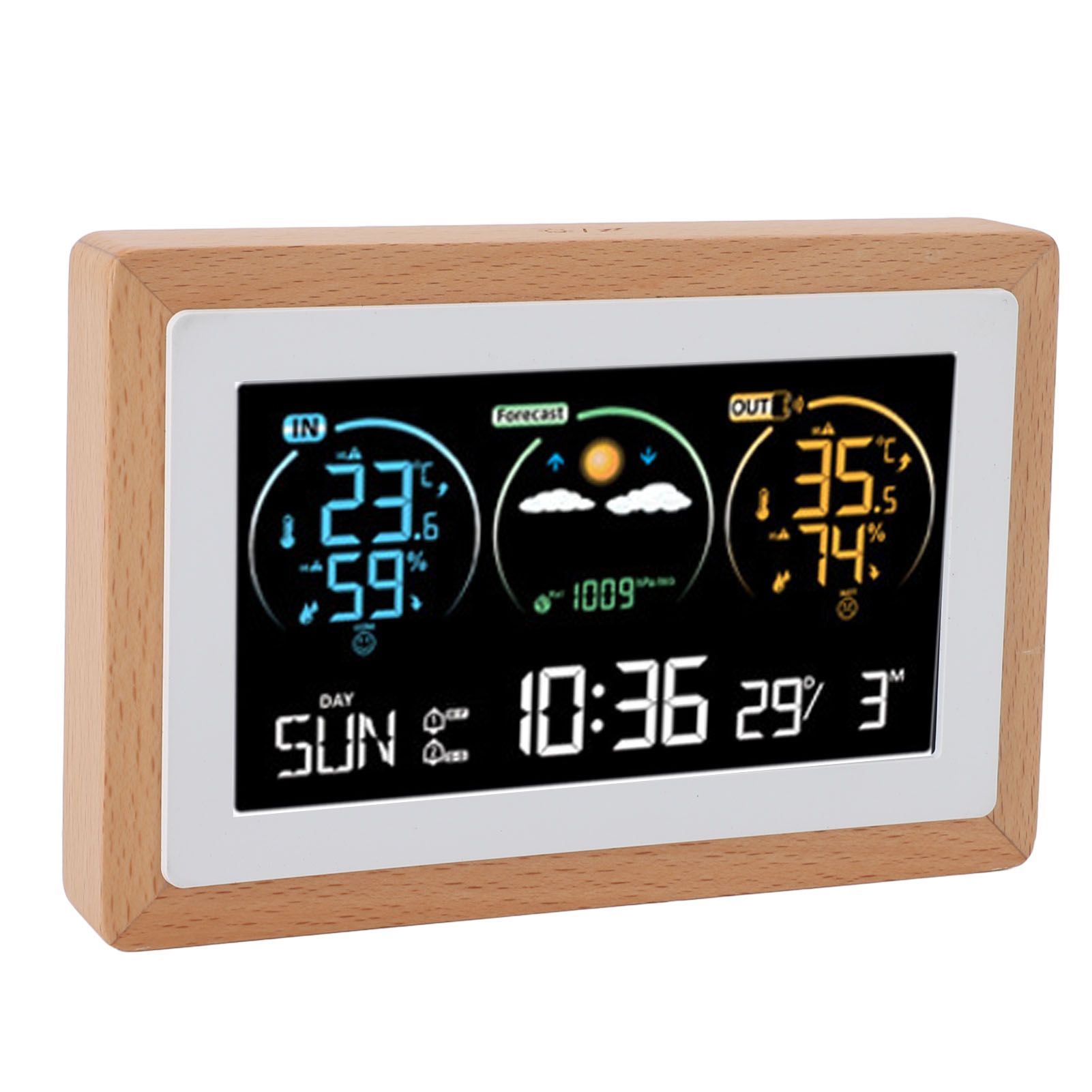 Cordless Weather Clock Color Screen Weather Forecast Temperature Humidity view 12
