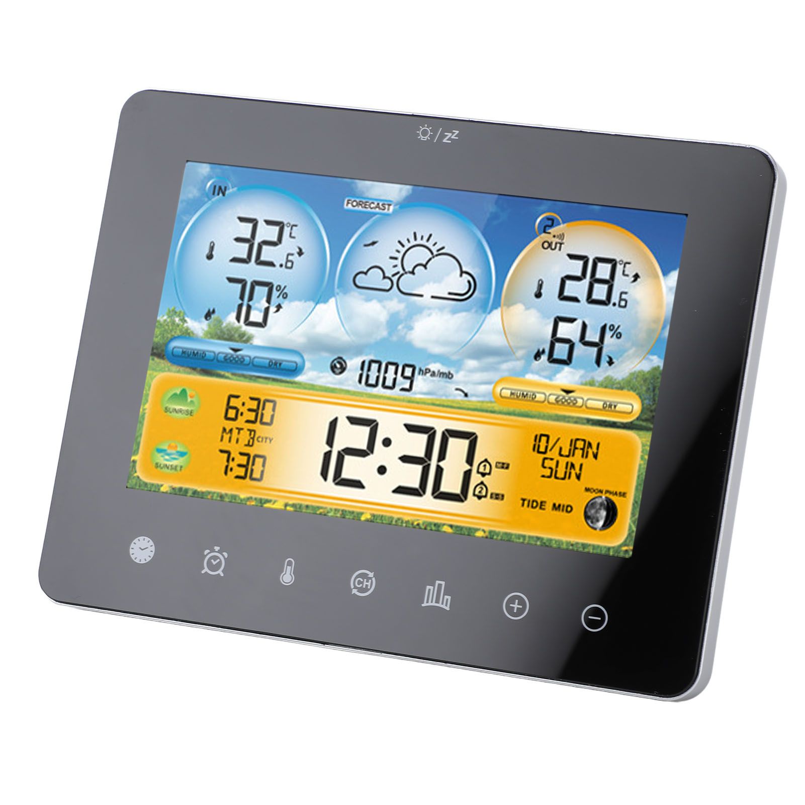 Weather Forecast Station Wireless Indoor Outdoor Touch Digital Time RF Sensing view 6
