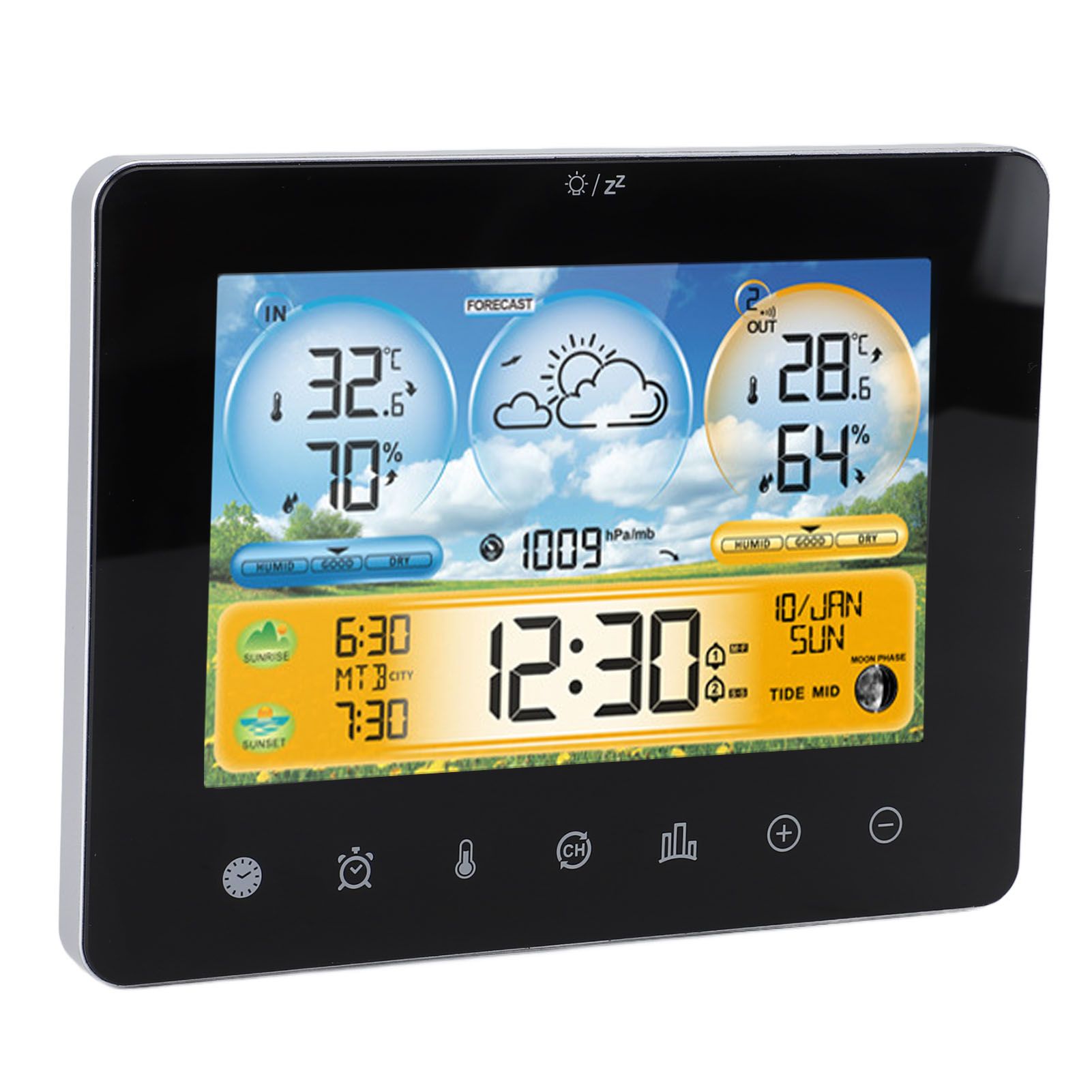 Weather Forecast Station Wireless Indoor Outdoor Touch Digital Time RF Sensing view 9
