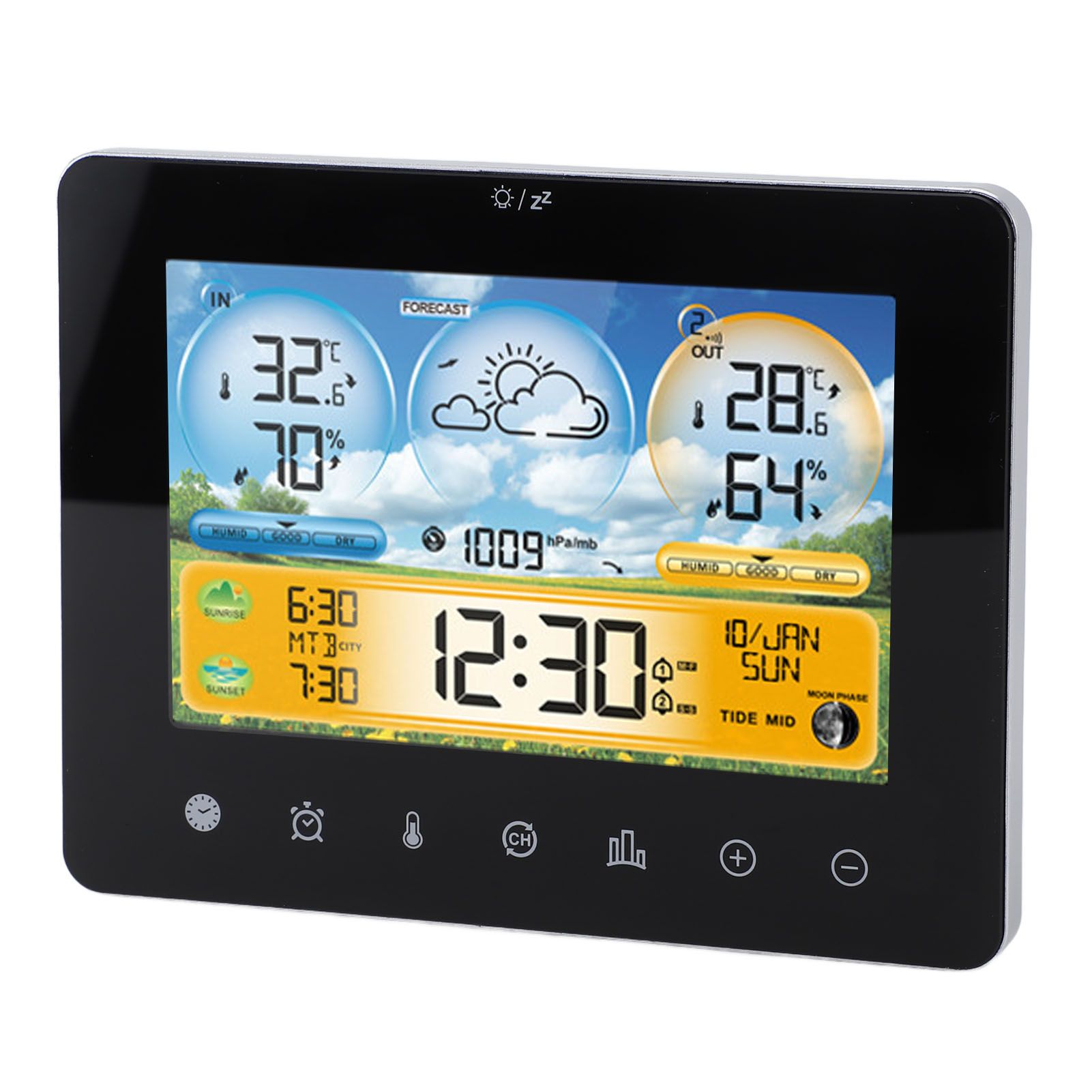 Weather Forecast Station Wireless Indoor Outdoor Touch Digital Time RF Sensing view 11
