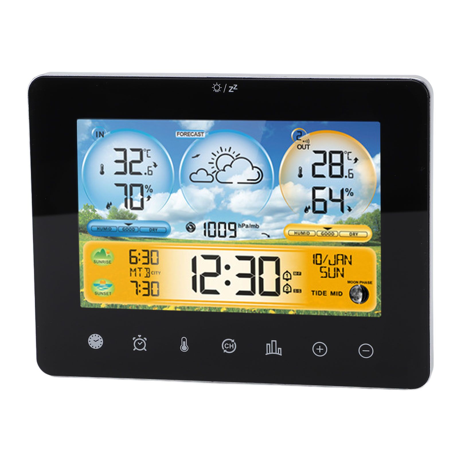 Weather Forecast Station Wireless Indoor Outdoor Touch Digital Time RF Sensing view 12