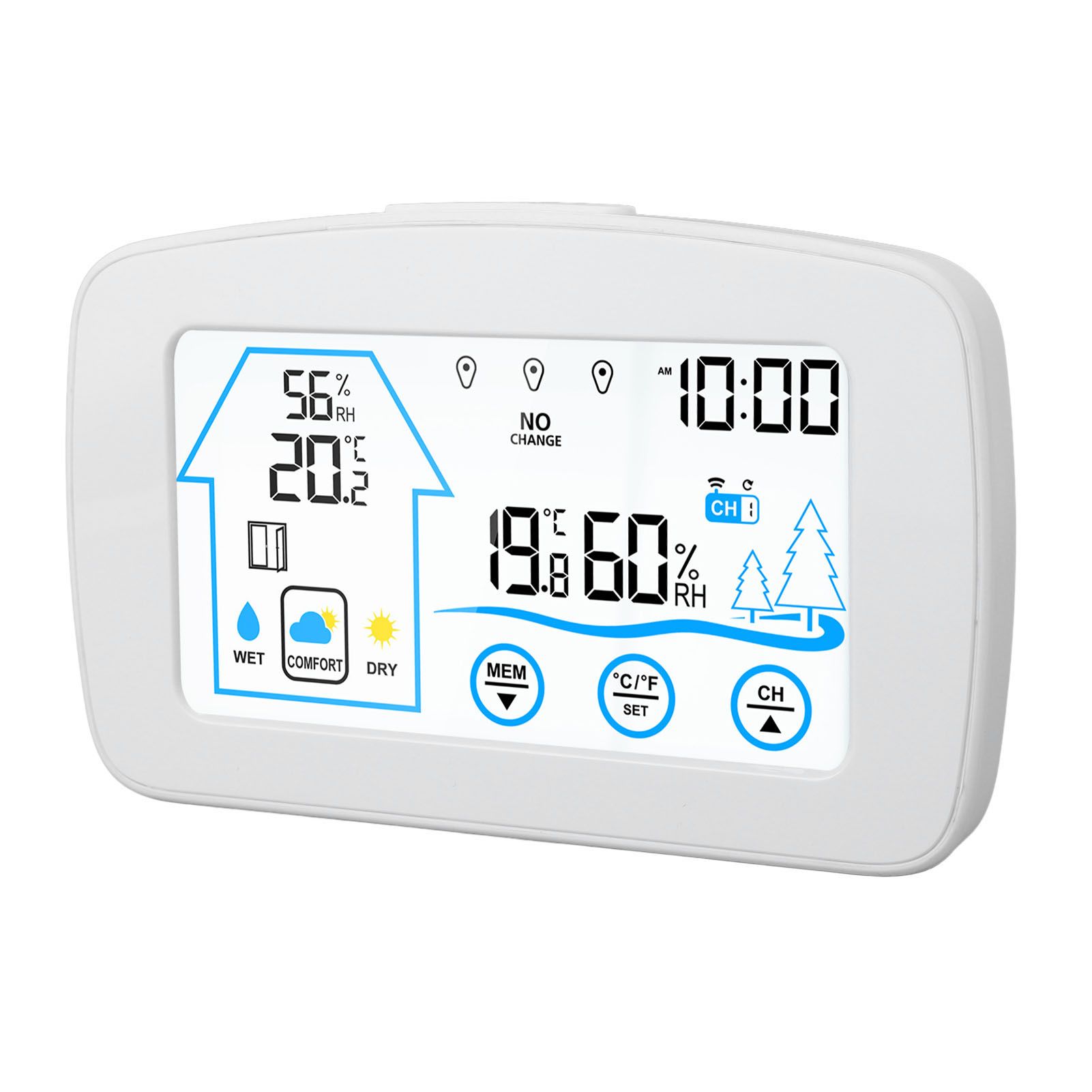 Wireless Hygrometer Thermometer Backlight Touchscreen Button Weather Forecast view 4