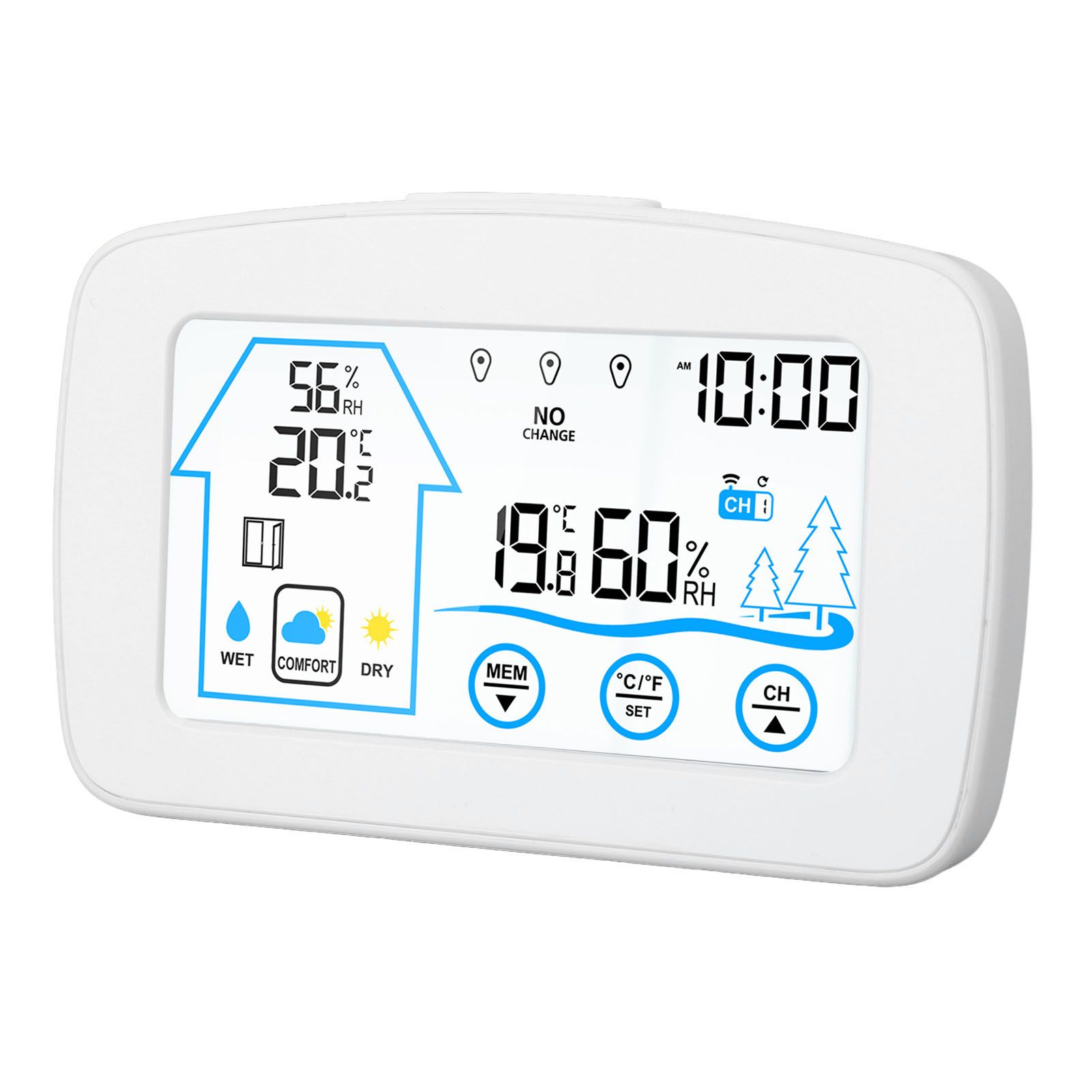 Wireless Hygrometer Thermometer Backlight Touchscreen Button Weather Forecast view 6