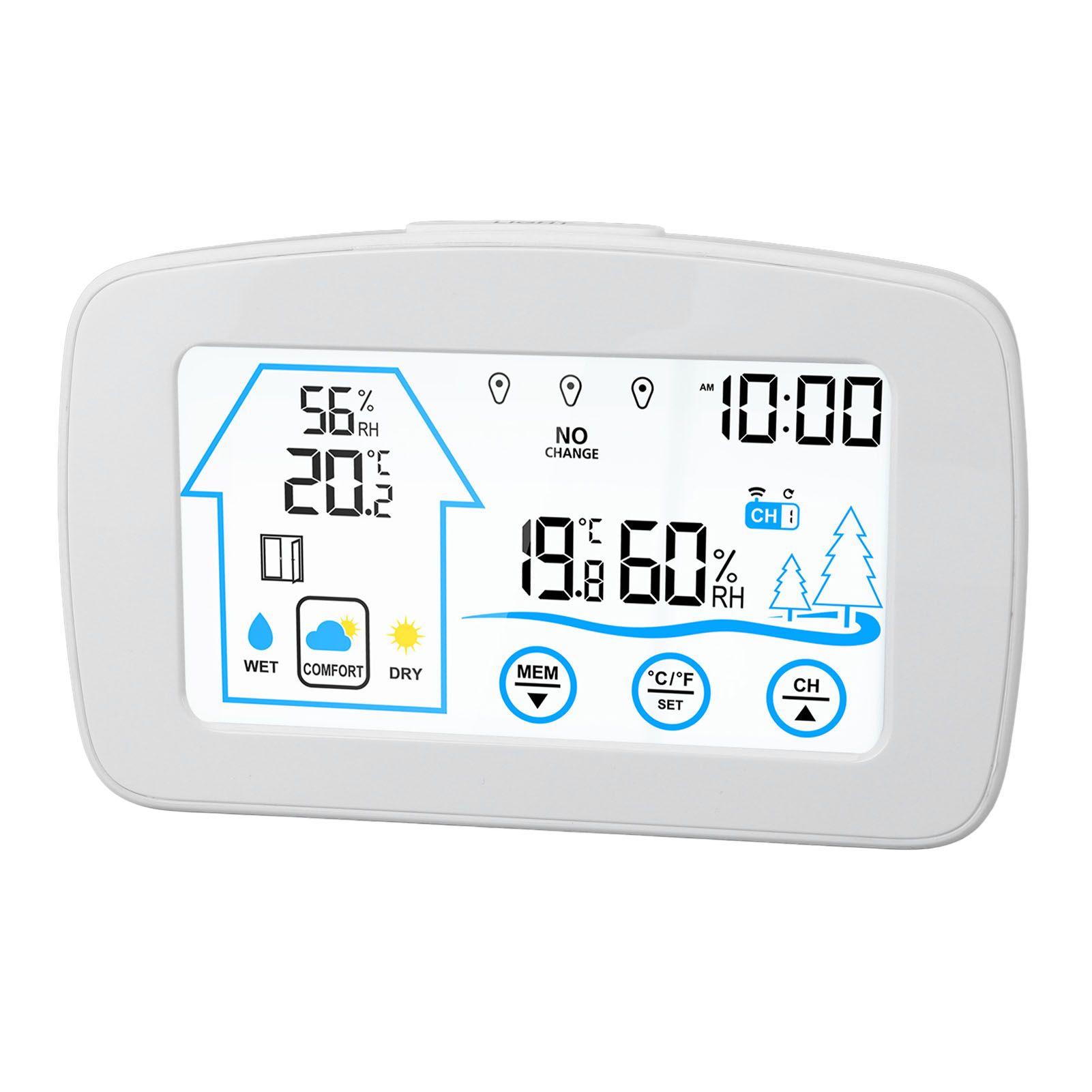 Wireless Hygrometer Thermometer Backlight Touchscreen Button Weather Forecast view 8