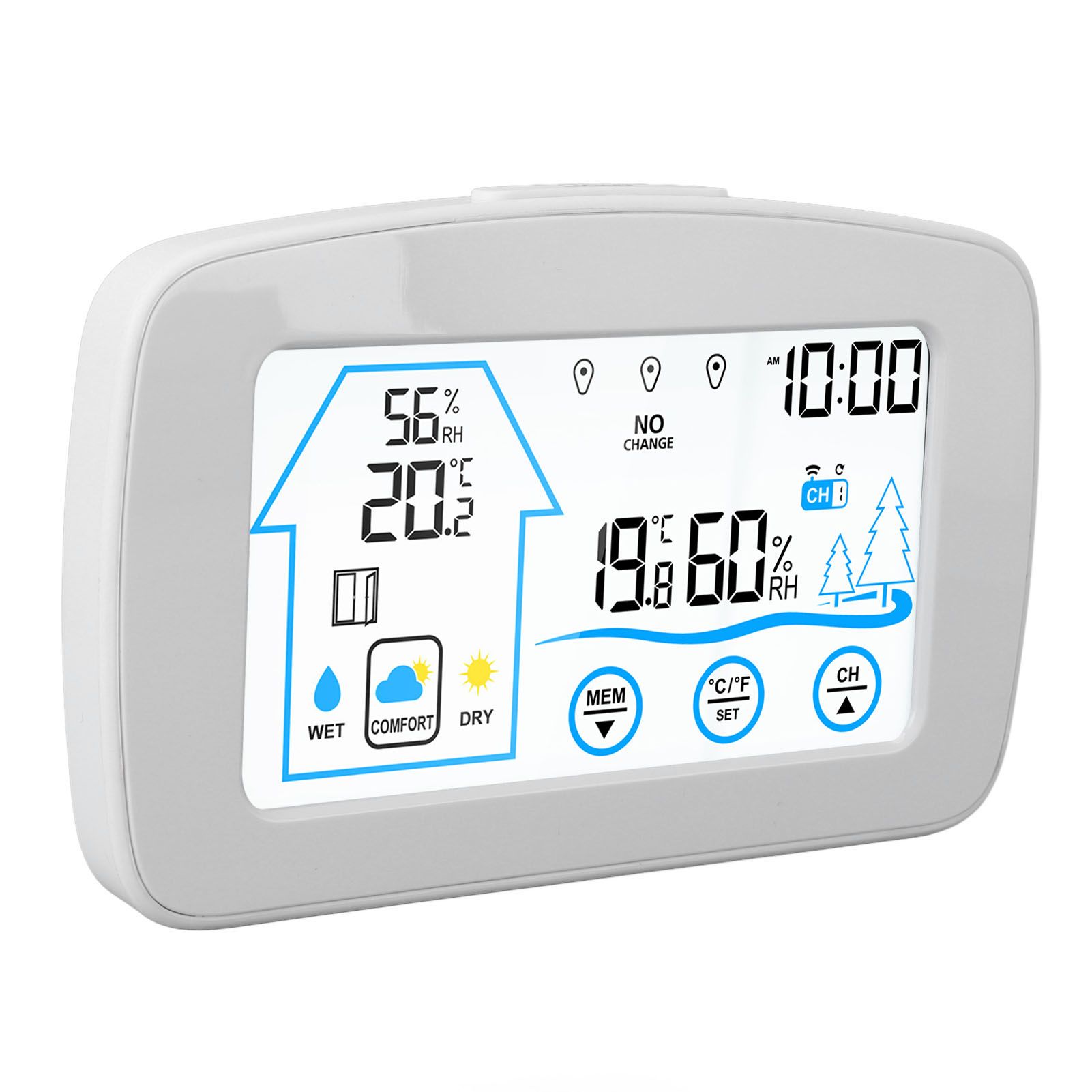 Wireless Hygrometer Thermometer Backlight Touchscreen Button Weather Forecast view 9