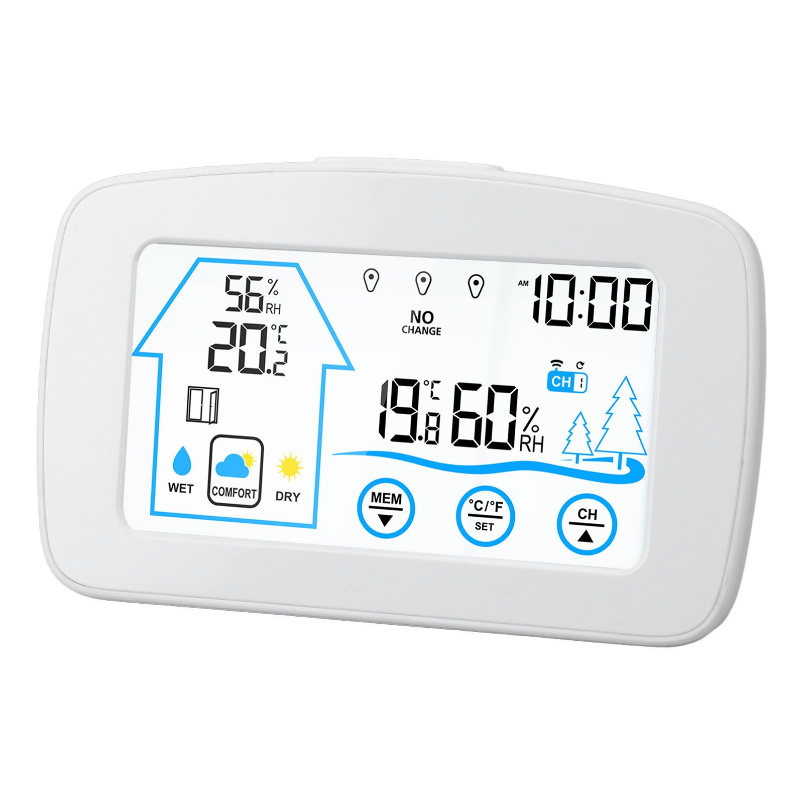 Wireless Hygrometer Thermometer Backlight Touchscreen Button Weather Forecast view 11