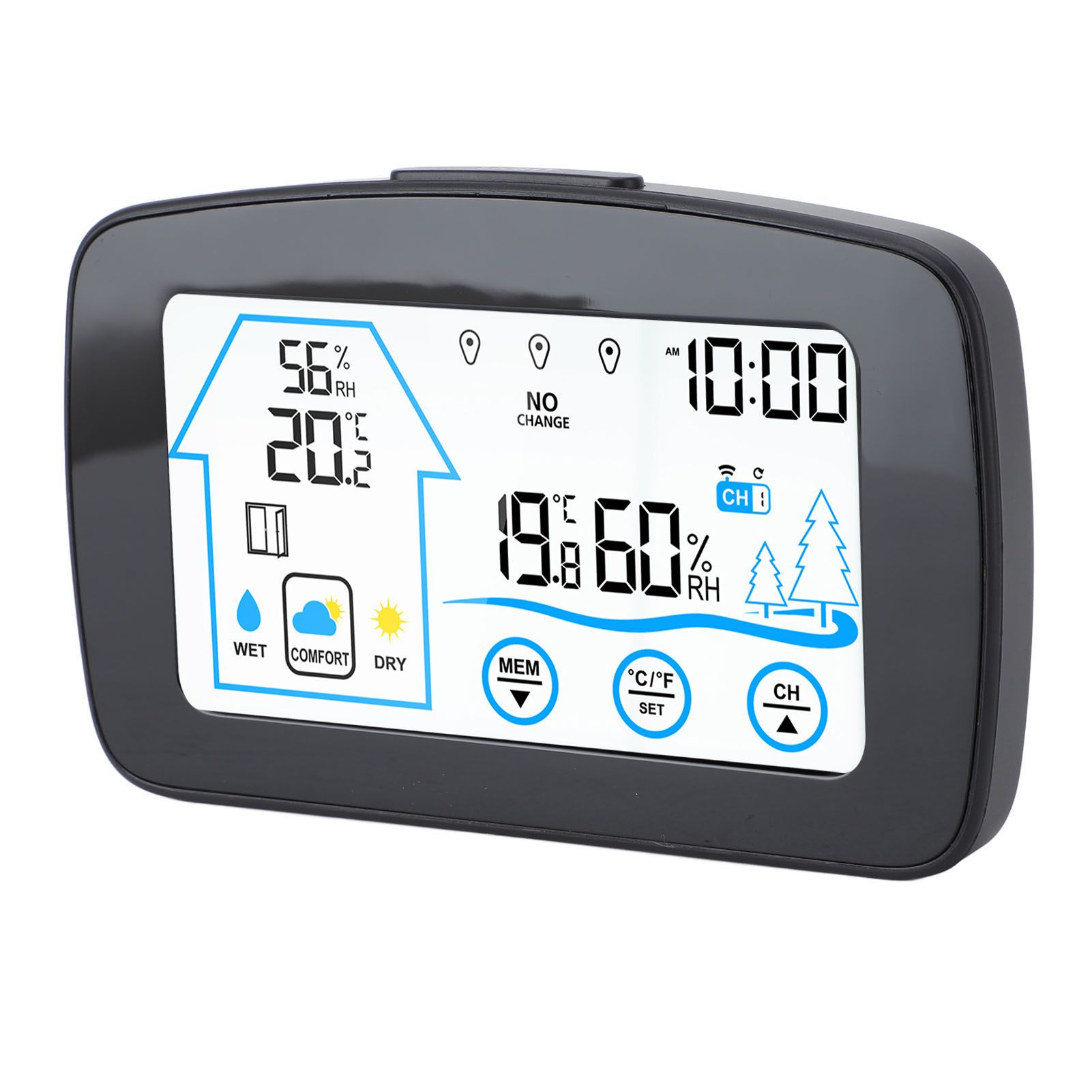 Wireless Hygrometer Thermometer Backlight Touchscreen Button Weather Forecast view 4