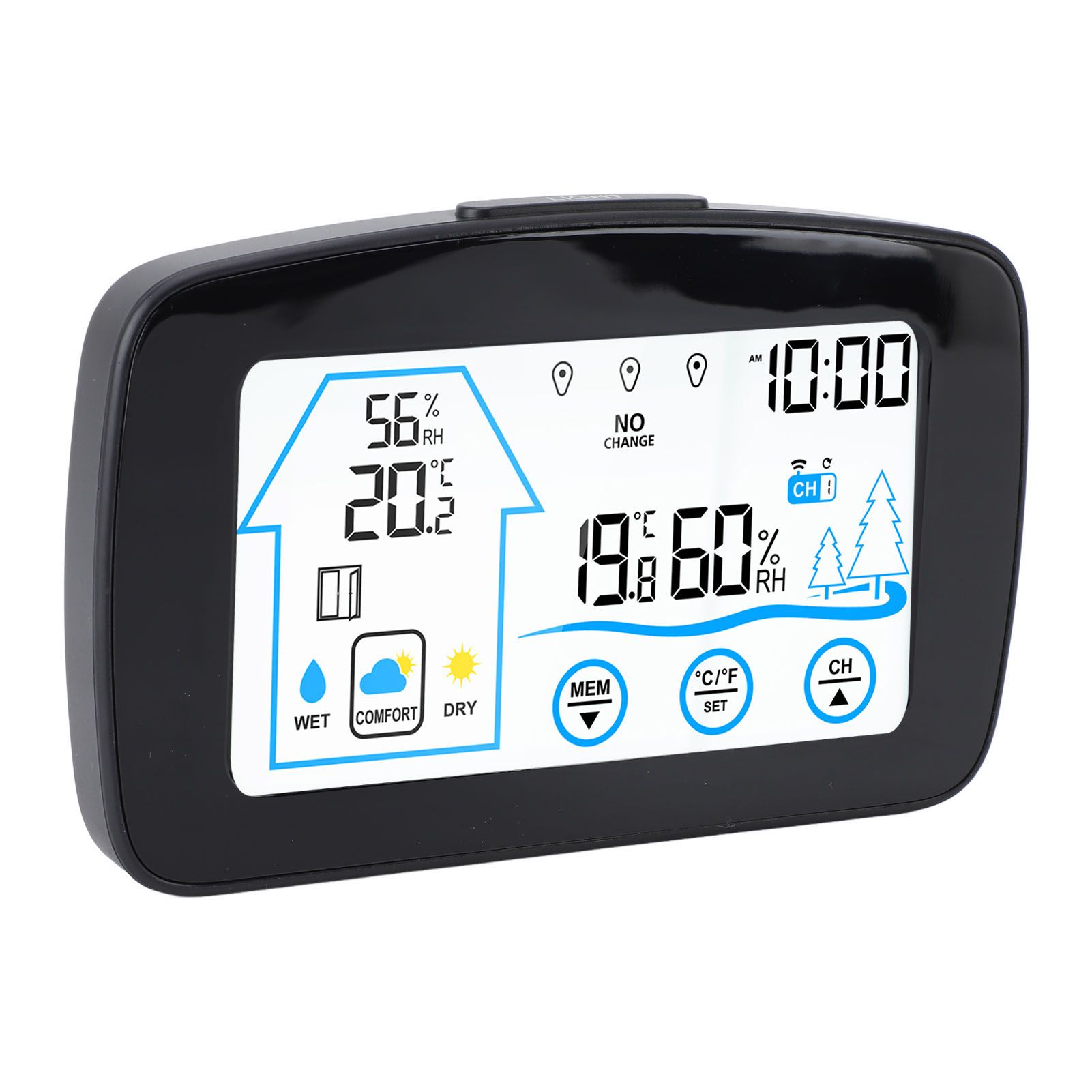 Wireless Hygrometer Thermometer Backlight Touchscreen Button Weather Forecast view 6