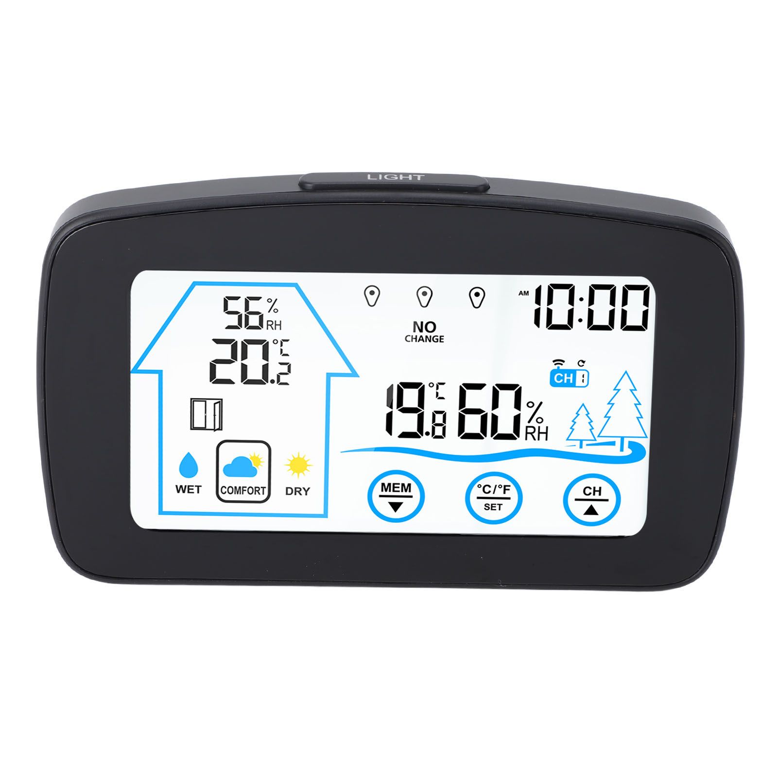 Wireless Hygrometer Thermometer Backlight Touchscreen Button Weather Forecast view 8