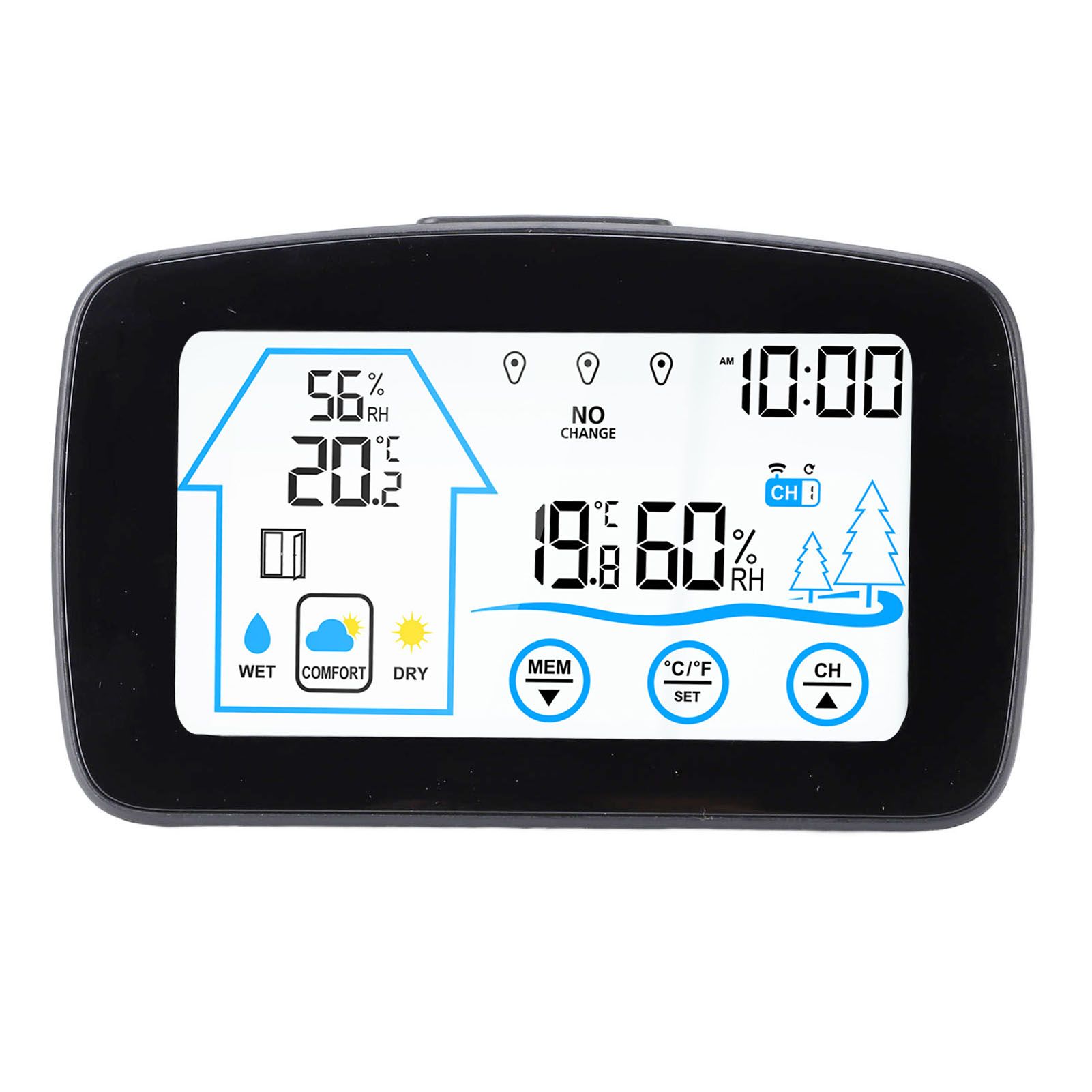 Wireless Hygrometer Thermometer Backlight Touchscreen Button Weather Forecast view 9