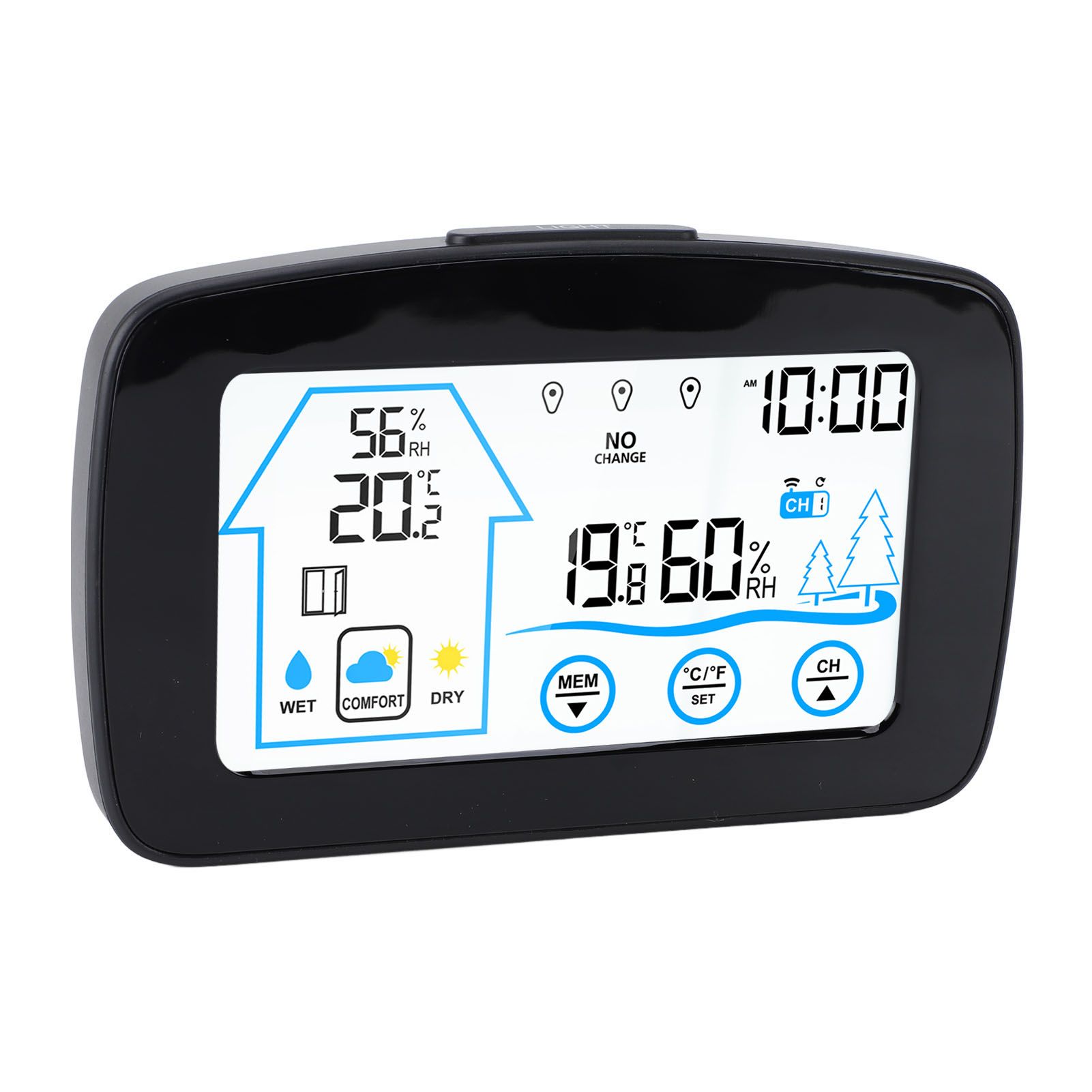 Wireless Hygrometer Thermometer Backlight Touchscreen Button Weather Forecast view 10