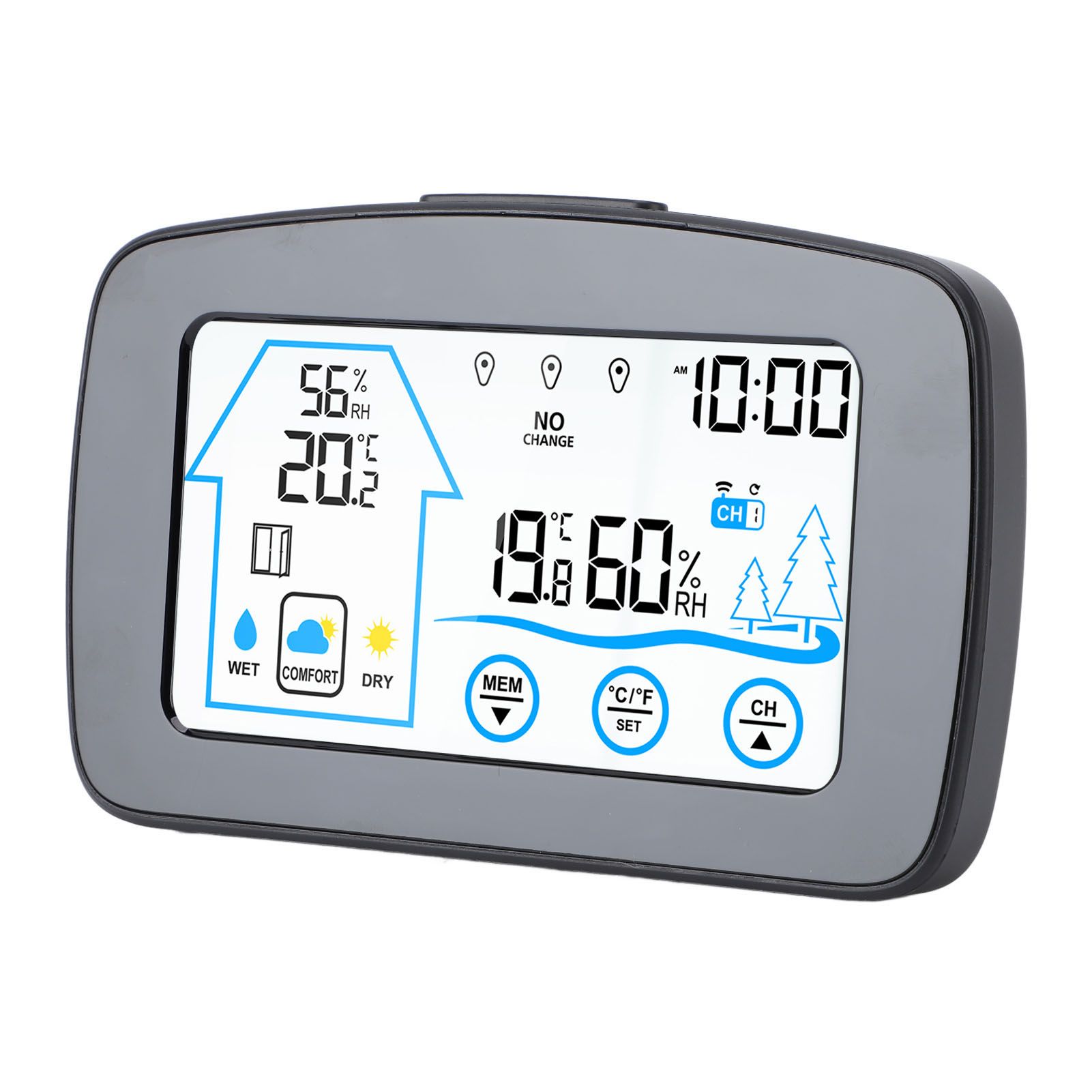 Wireless Hygrometer Thermometer Backlight Touchscreen Button Weather Forecast view 11