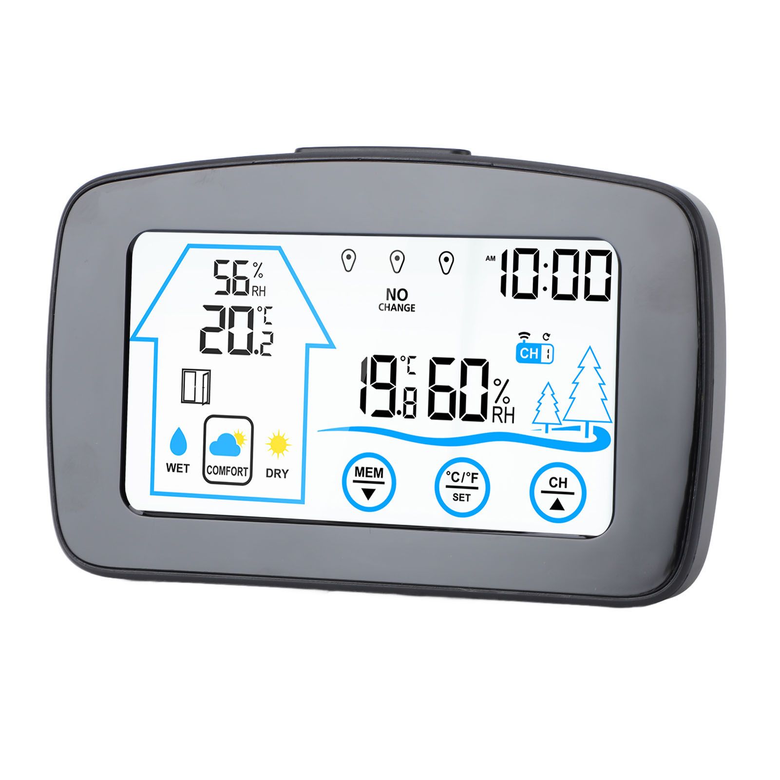 Wireless Hygrometer Thermometer Backlight Touchscreen Button Weather Forecast view 12