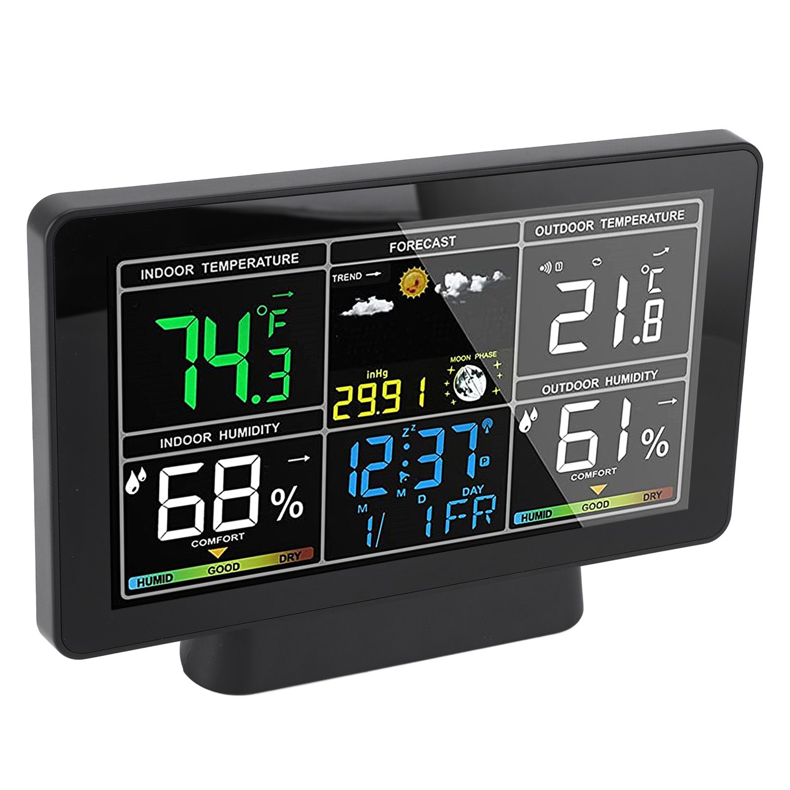 7.5in Wireless Indoor Outdoor Thermometer Adjustable Backlight Color Display — image 1