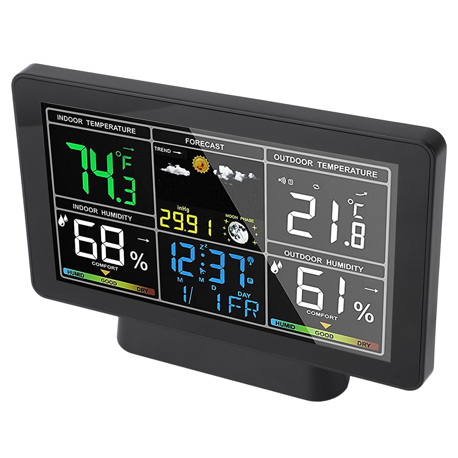 7.5in Wireless Indoor Outdoor Thermometer Adjustable Backlight Color Display view 4