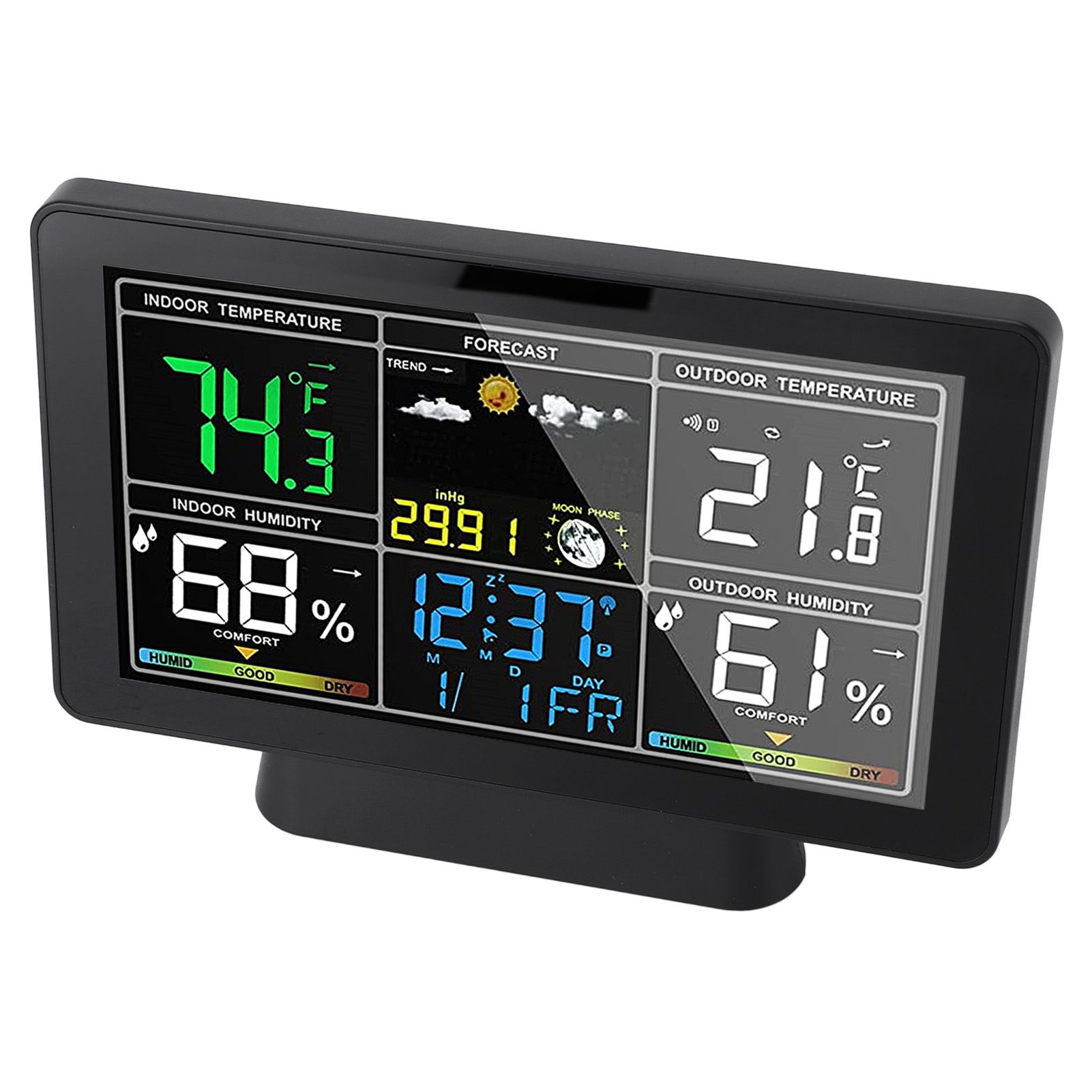 7.5in Wireless Indoor Outdoor Thermometer Adjustable Backlight Color Display view 9