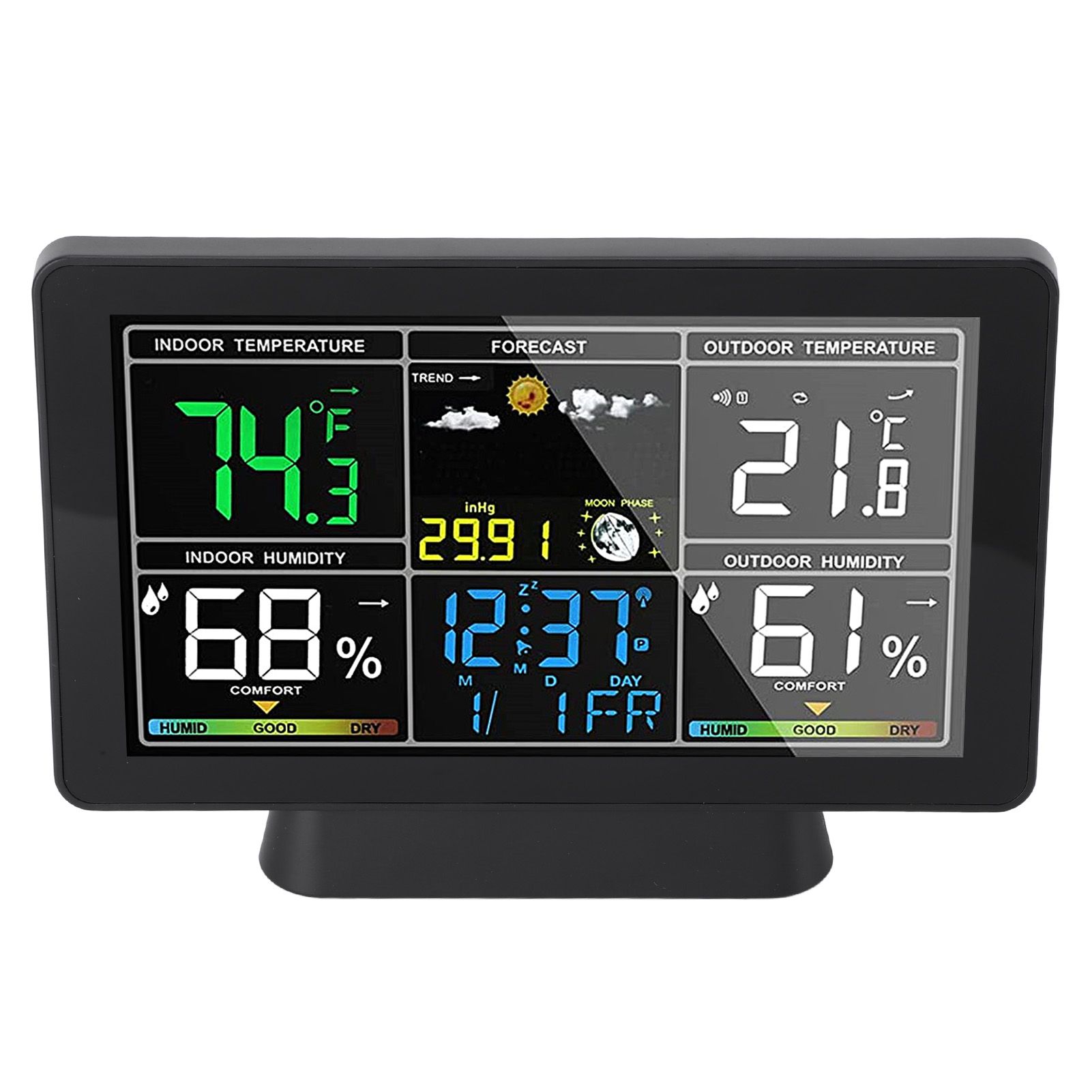 7.5in Wireless Indoor Outdoor Thermometer Adjustable Backlight Color Display view 6