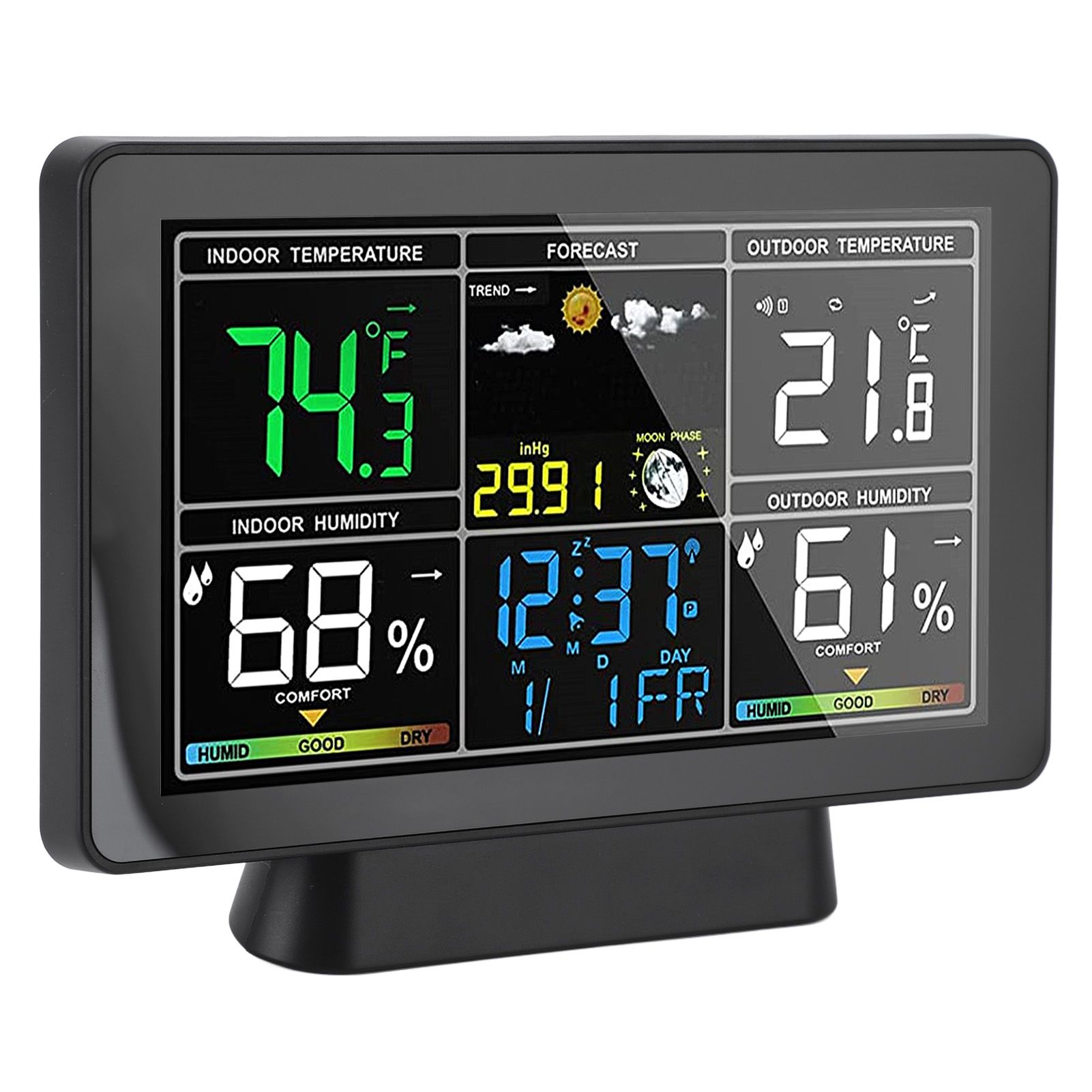 7.5in Wireless Indoor Outdoor Thermometer Adjustable Backlight Color Display view 8