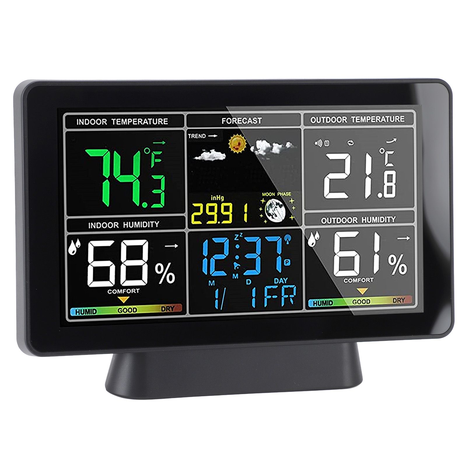 7.5in Wireless Indoor Outdoor Thermometer Adjustable Backlight Color Display view 10