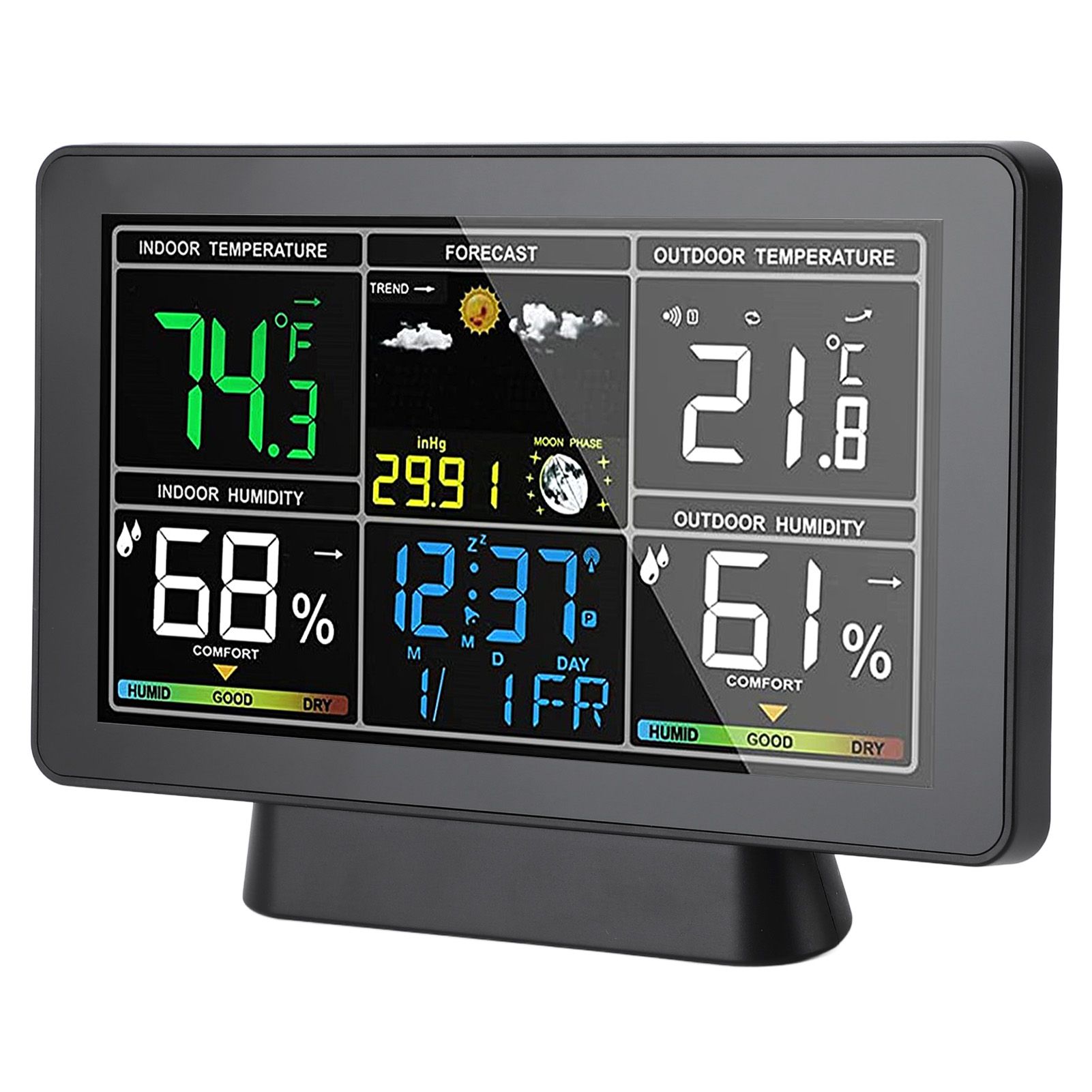 7.5in Wireless Indoor Outdoor Thermometer Adjustable Backlight Color Display view 11