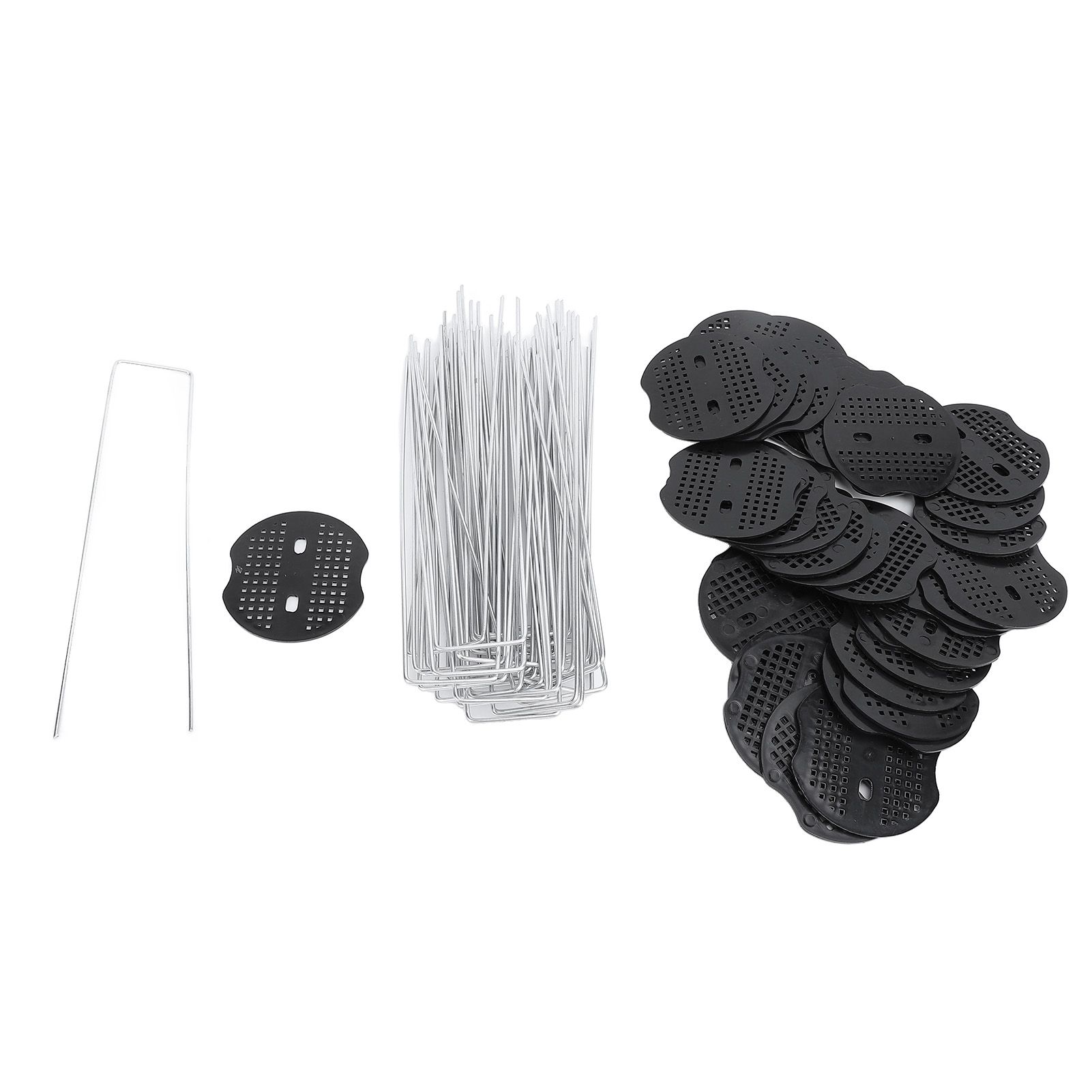 Garden Landscape Staples Set 40Pcs U Shaped Iron Stakes and 40Pcs Plastic view 3