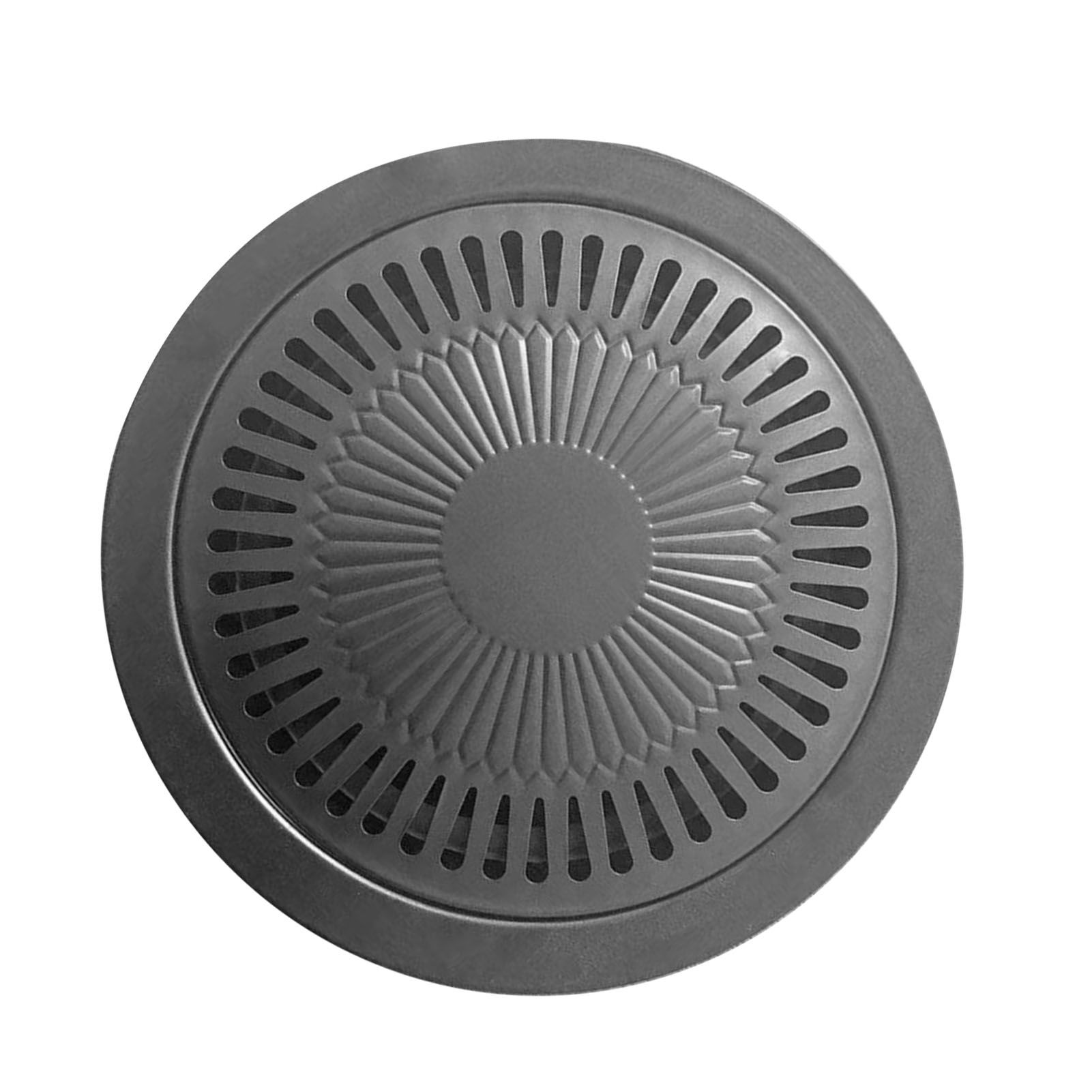 Korean BBQ Grill Pan Iron Easy to Clean Anti Stick Round Stovetop Barbecue