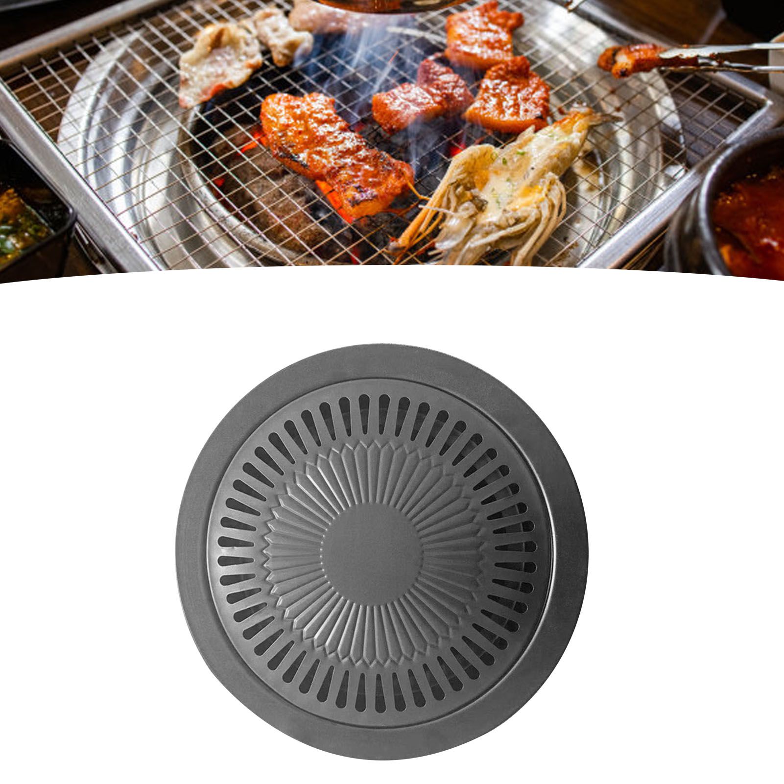 Korean BBQ Grill Pan Iron Easy to Clean Anti Stick Round Stovetop Barbecue view 9