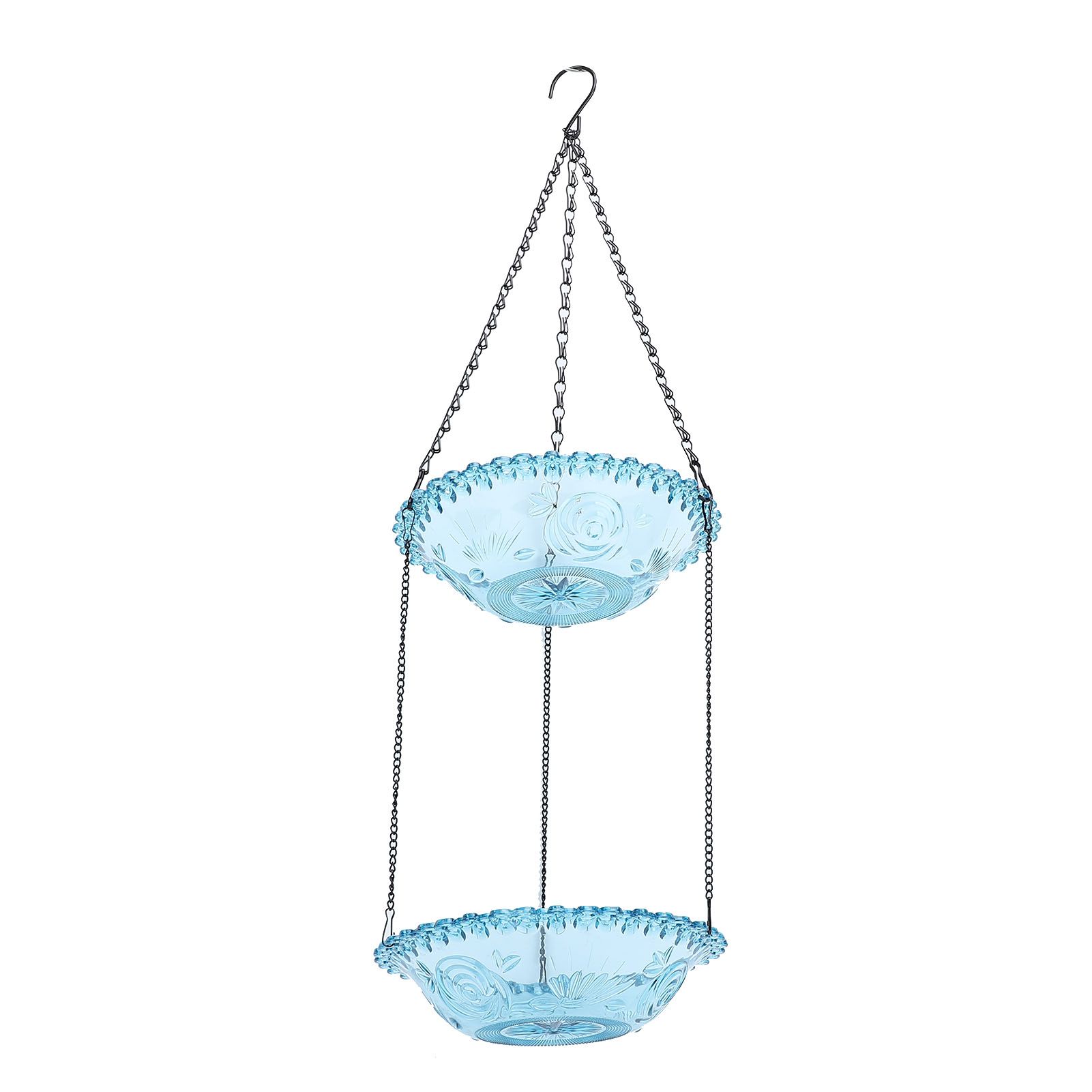 Hanging Birdbath Bird Feeder Double Layers Innovative Large Space Solar view 2