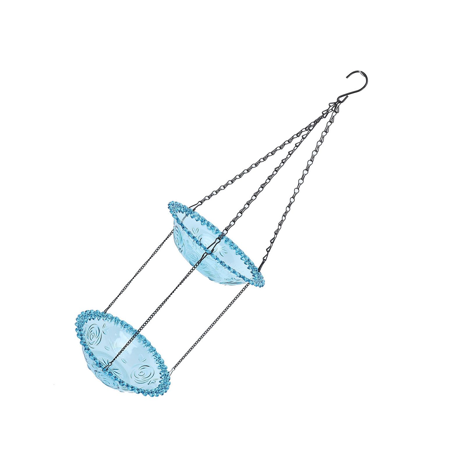 Hanging Birdbath Bird Feeder Double Layers Innovative Large Space Solar view 8