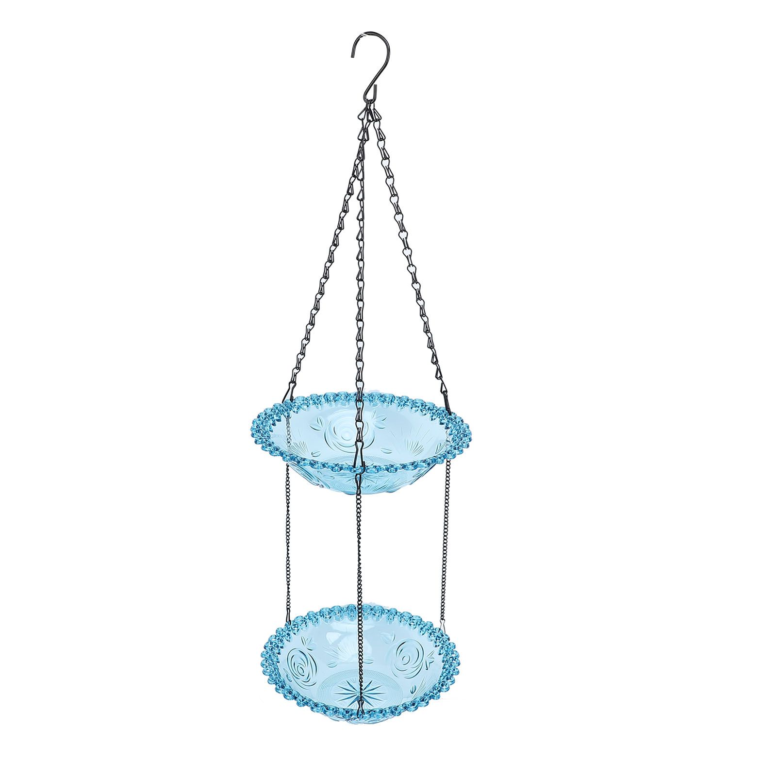 Hanging Birdbath Bird Feeder Double Layers Innovative Large Space Solar view 9