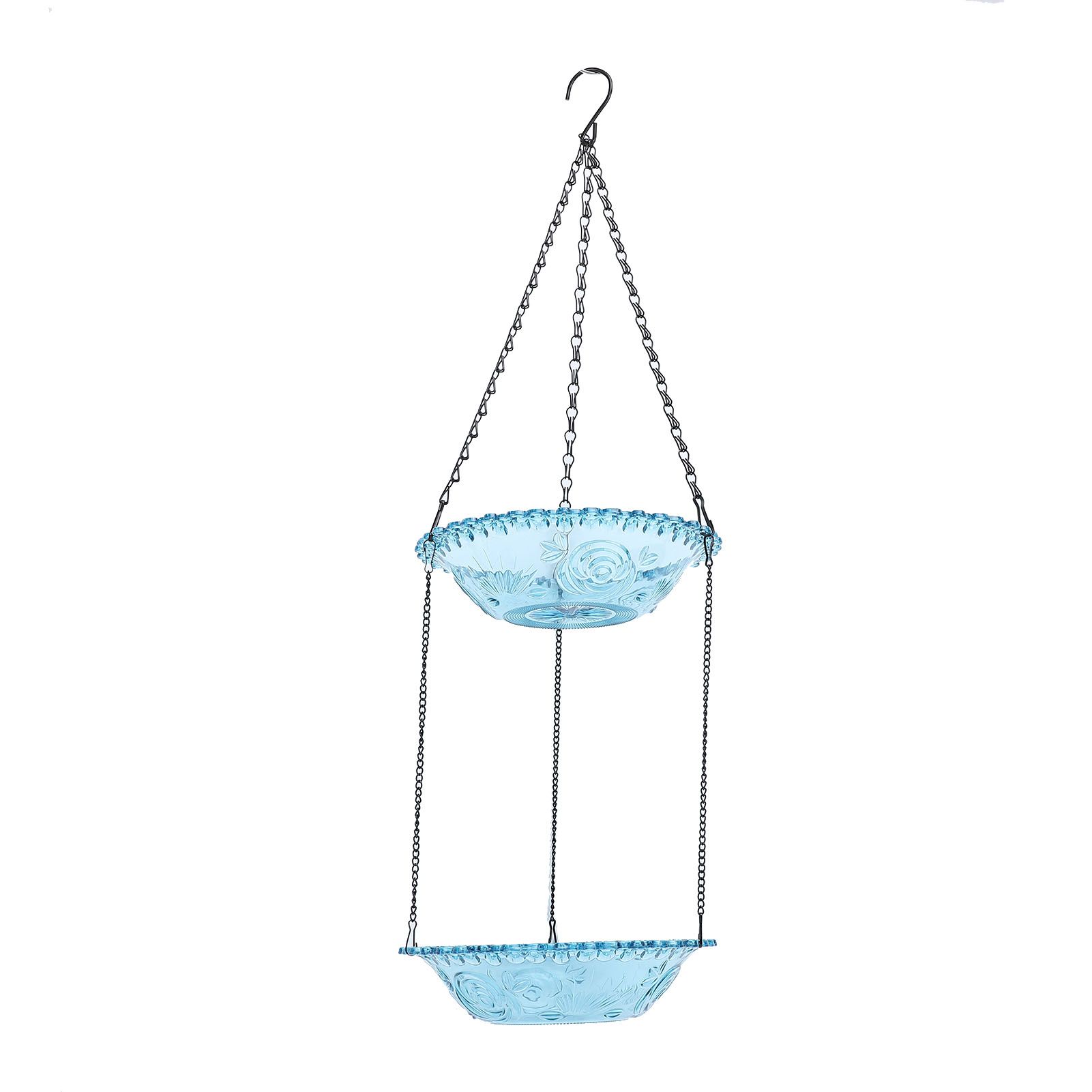 Hanging Birdbath Bird Feeder Double Layers Innovative Large Space Solar view 12