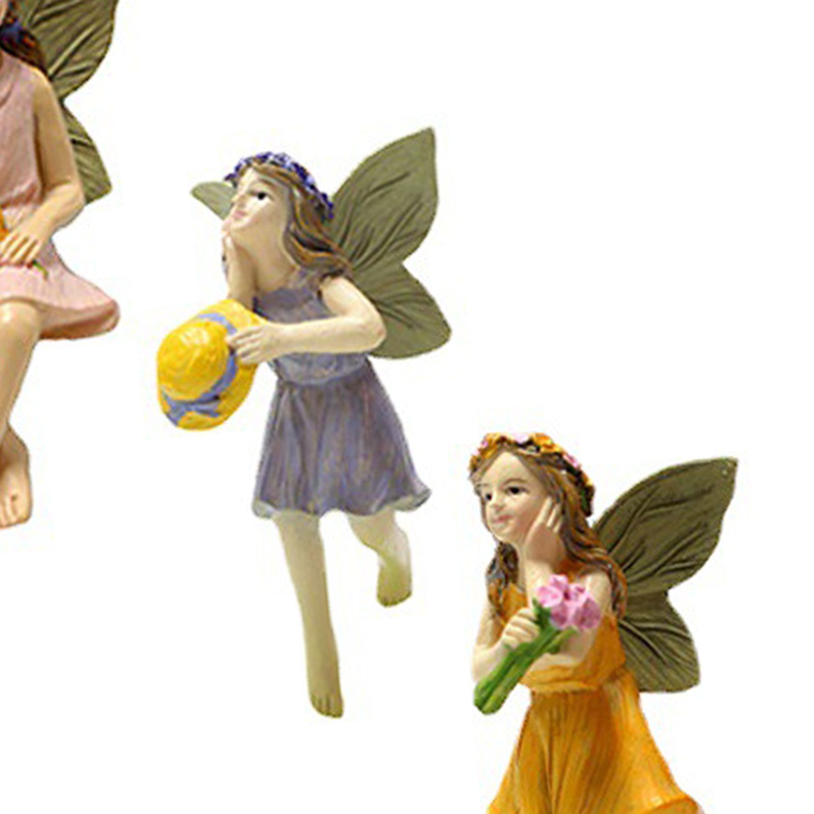 5PCS Miniature Fairies Figurines Synthetic Resin Mini Flower Fairy Sculpture view 2