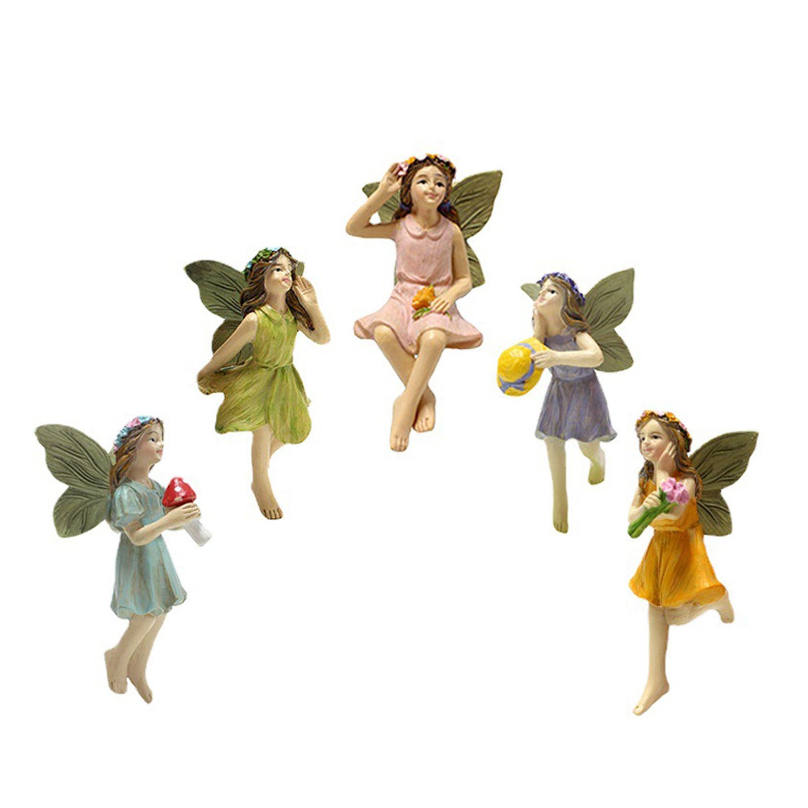 5PCS Miniature Fairies Figurines Synthetic Resin Mini Flower Fairy Sculpture view 3