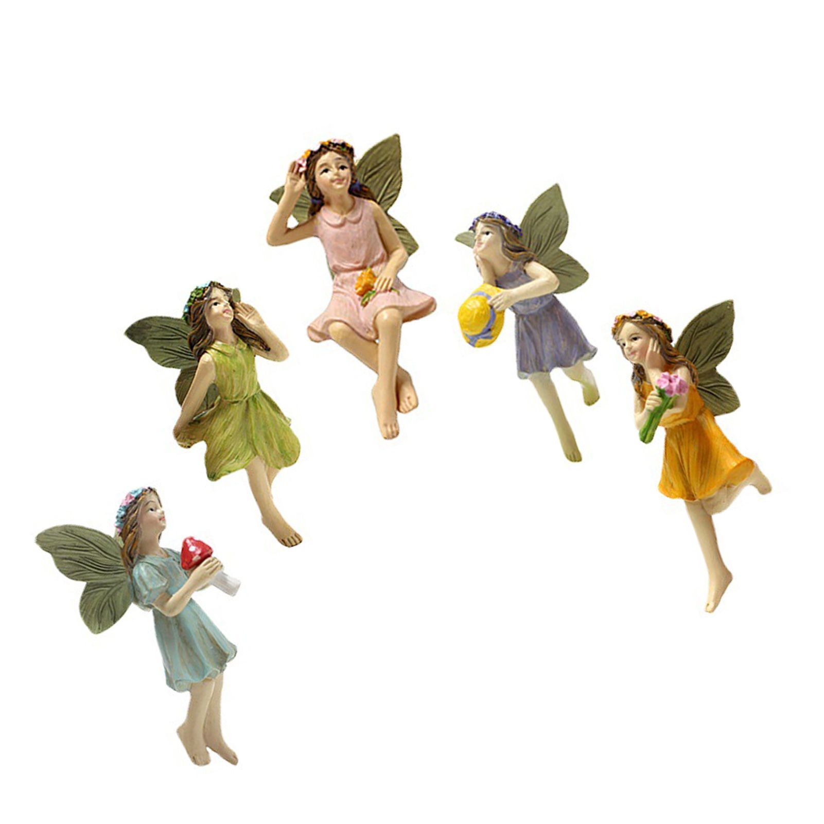 5PCS Miniature Fairies Figurines Synthetic Resin Mini Flower Fairy Sculpture view 4