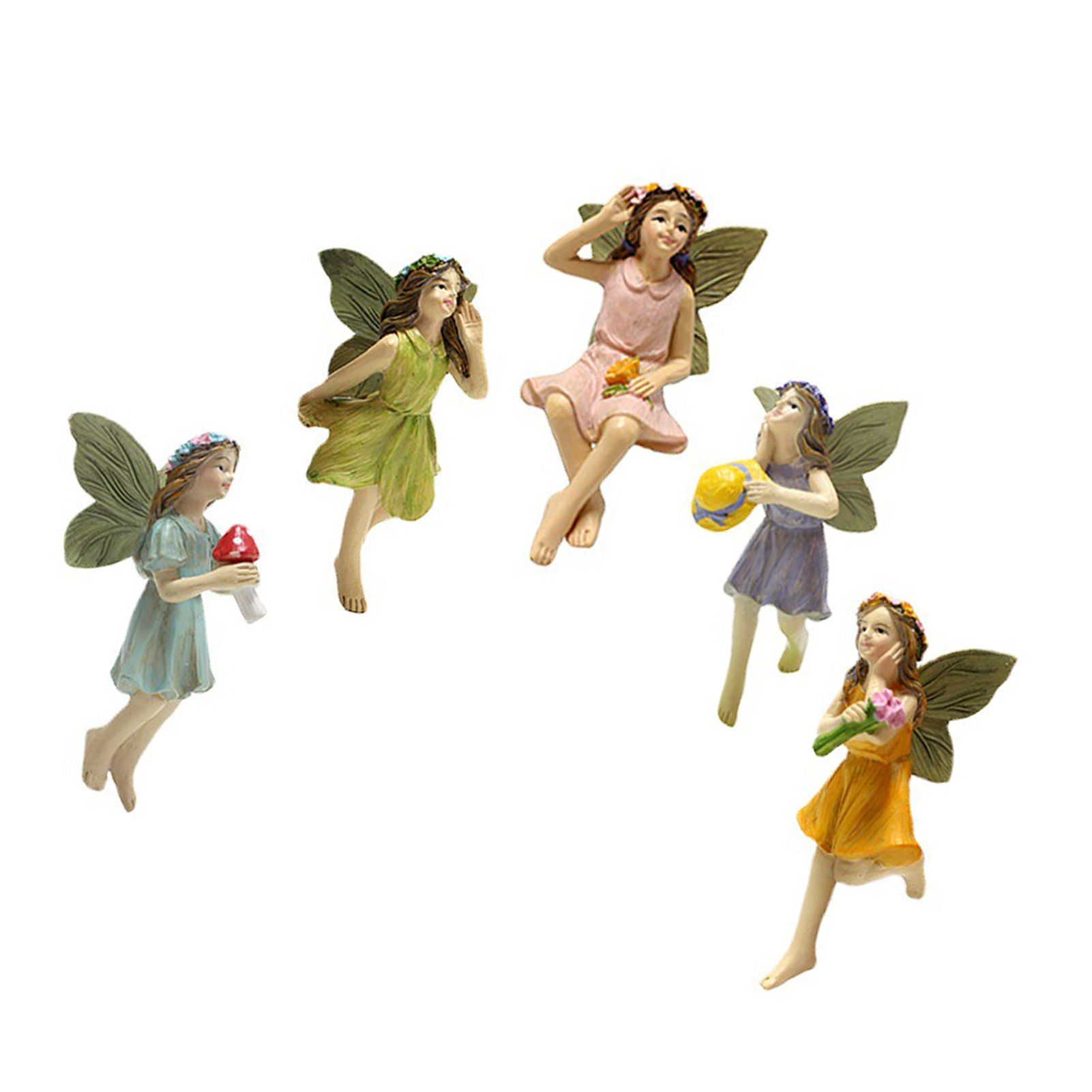 5PCS Miniature Fairies Figurines Synthetic Resin Mini Flower Fairy Sculpture view 6