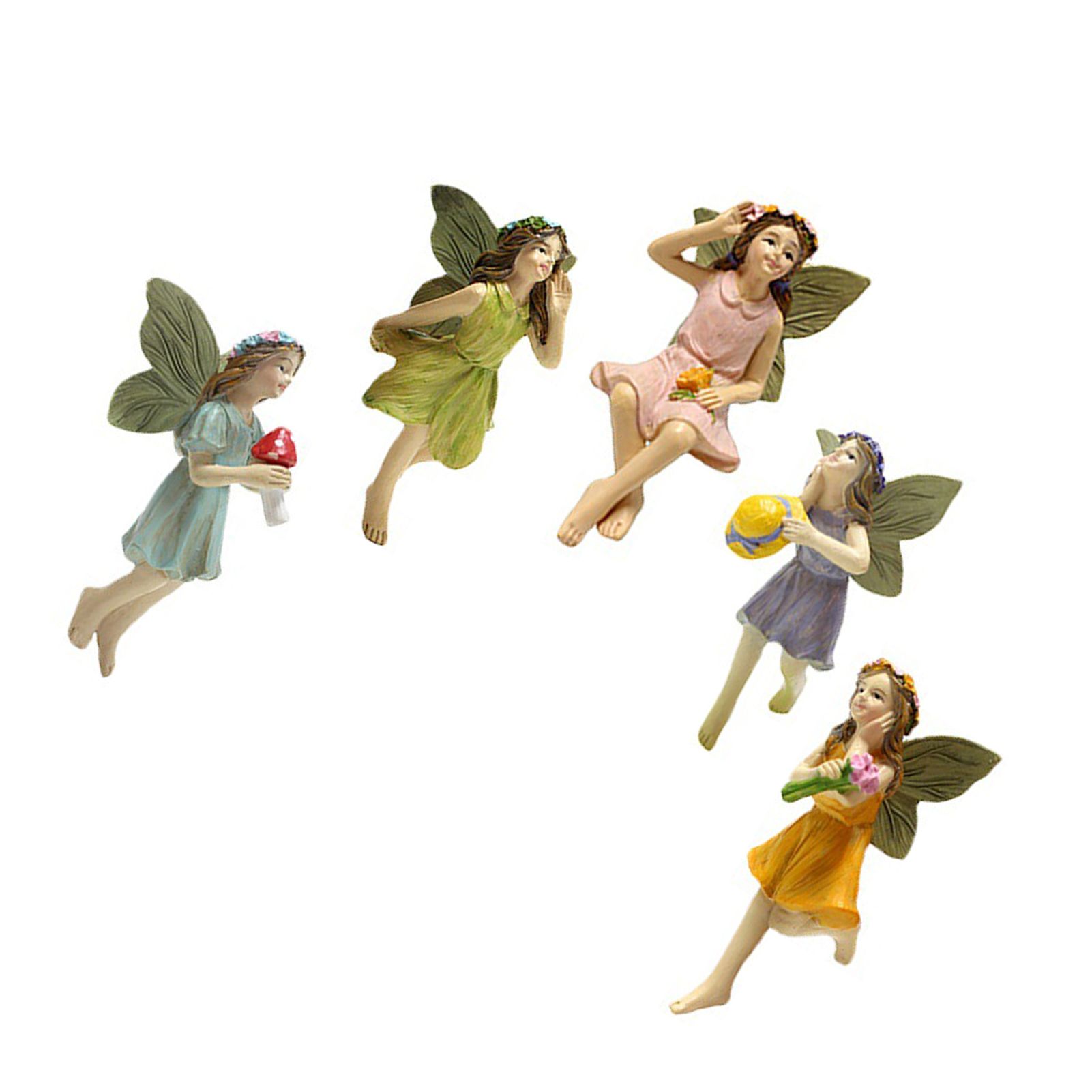 5PCS Miniature Fairies Figurines Synthetic Resin Mini Flower Fairy Sculpture view 8
