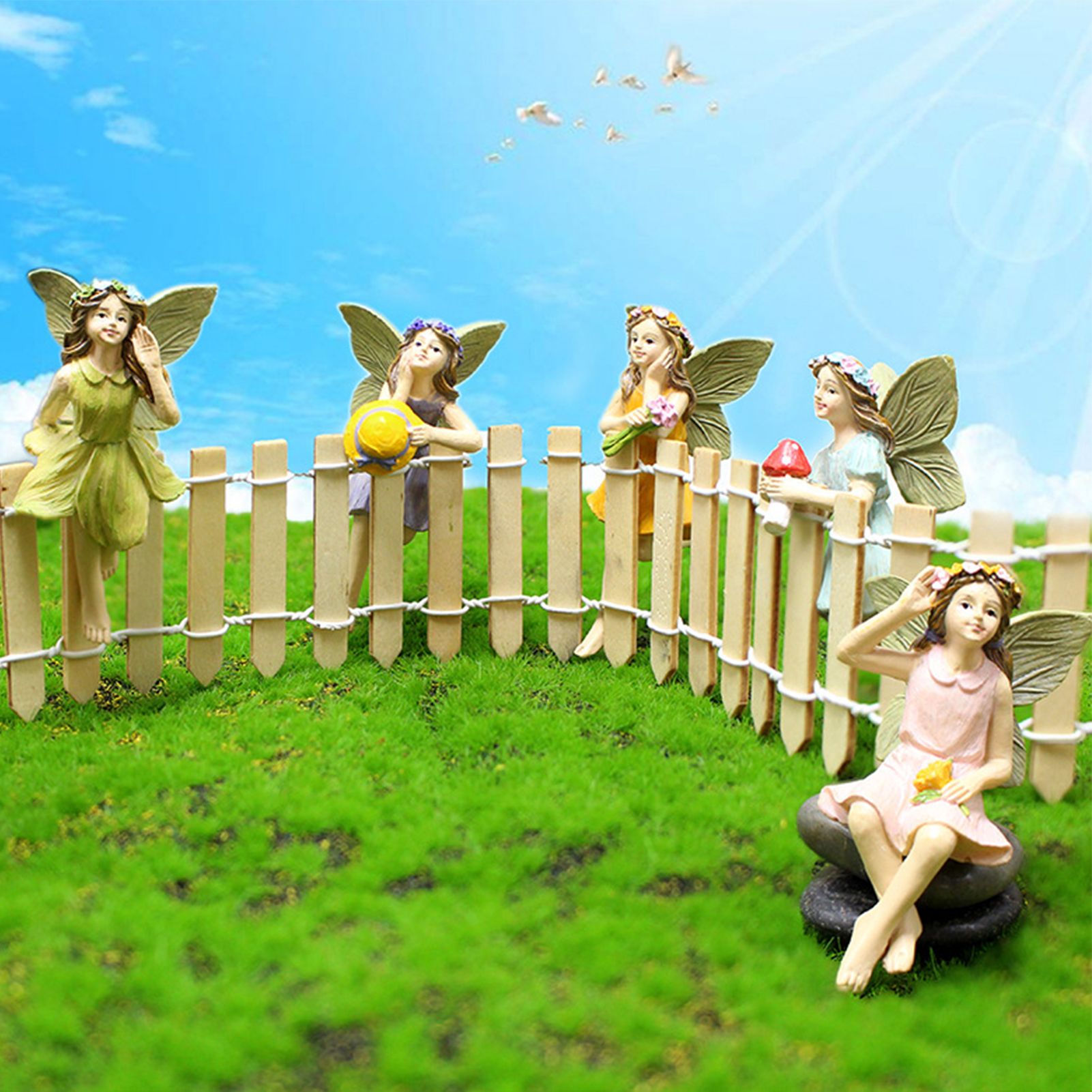 5PCS Miniature Fairies Figurines Synthetic Resin Mini Flower Fairy Sculpture view 9