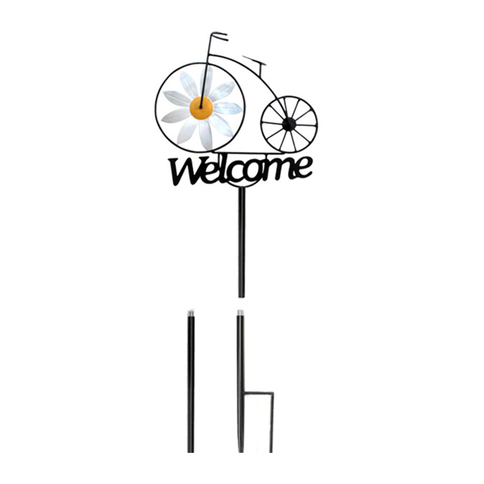 Garden Windmill Rustic Iron Stake Flower Windmill Welcome Yard Sign — image 1