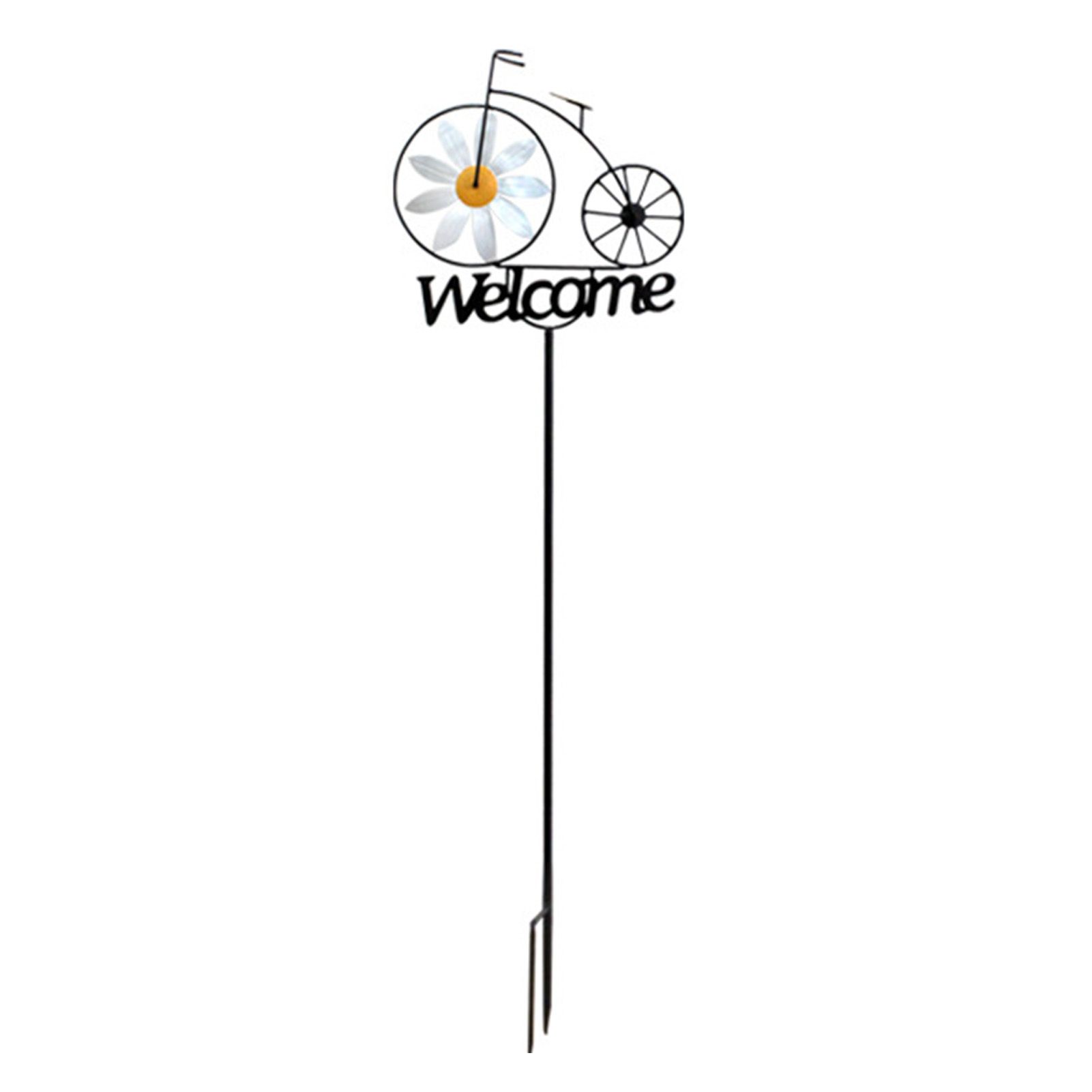 Garden Windmill Rustic Iron Stake Flower Windmill Welcome Yard Sign view 2