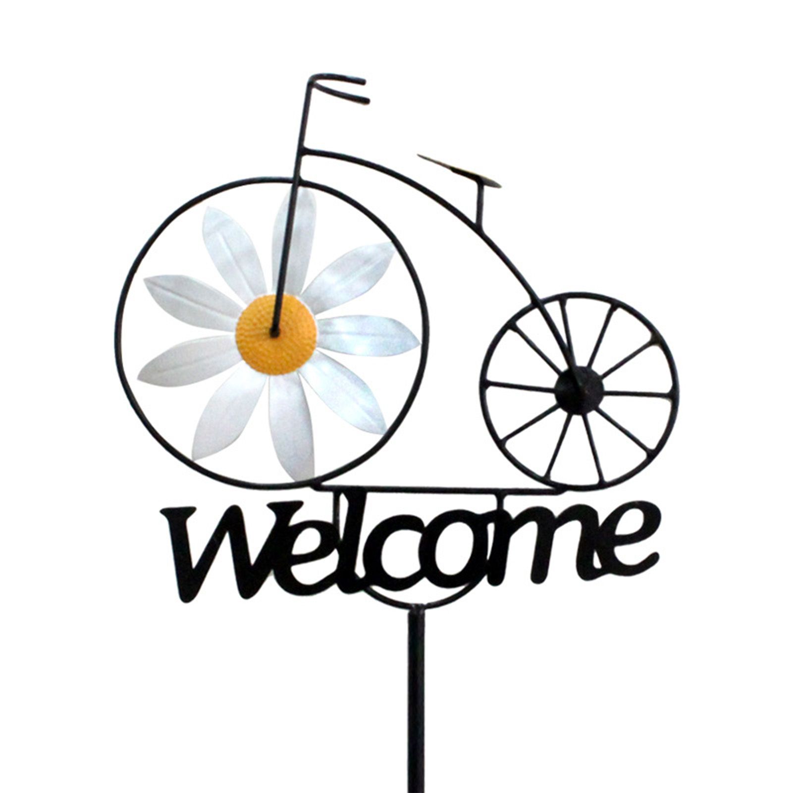 Garden Windmill Rustic Iron Stake Flower Windmill Welcome Yard Sign view 4