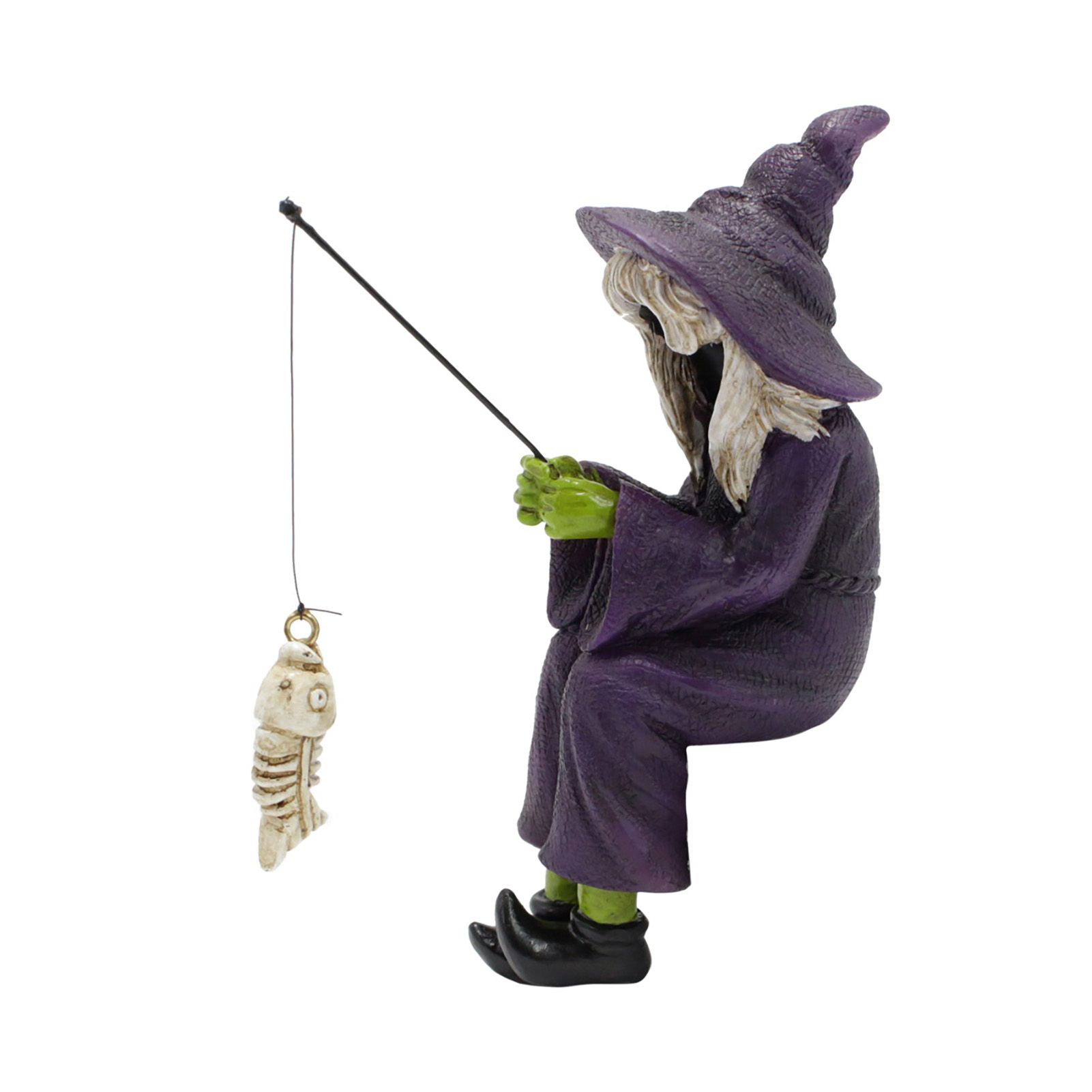 Witch Fishing Statue Resin Garden Microscopic Craft Sculpture Festival Witch view 3