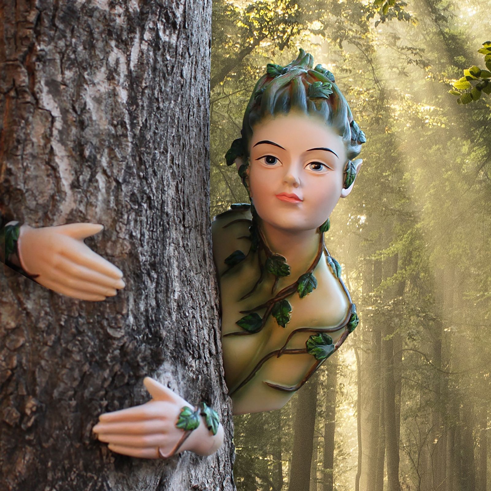 Forest Elves Tree Peeker Yard Decorations Adorable Tree Sculpture Cute Tree view 9