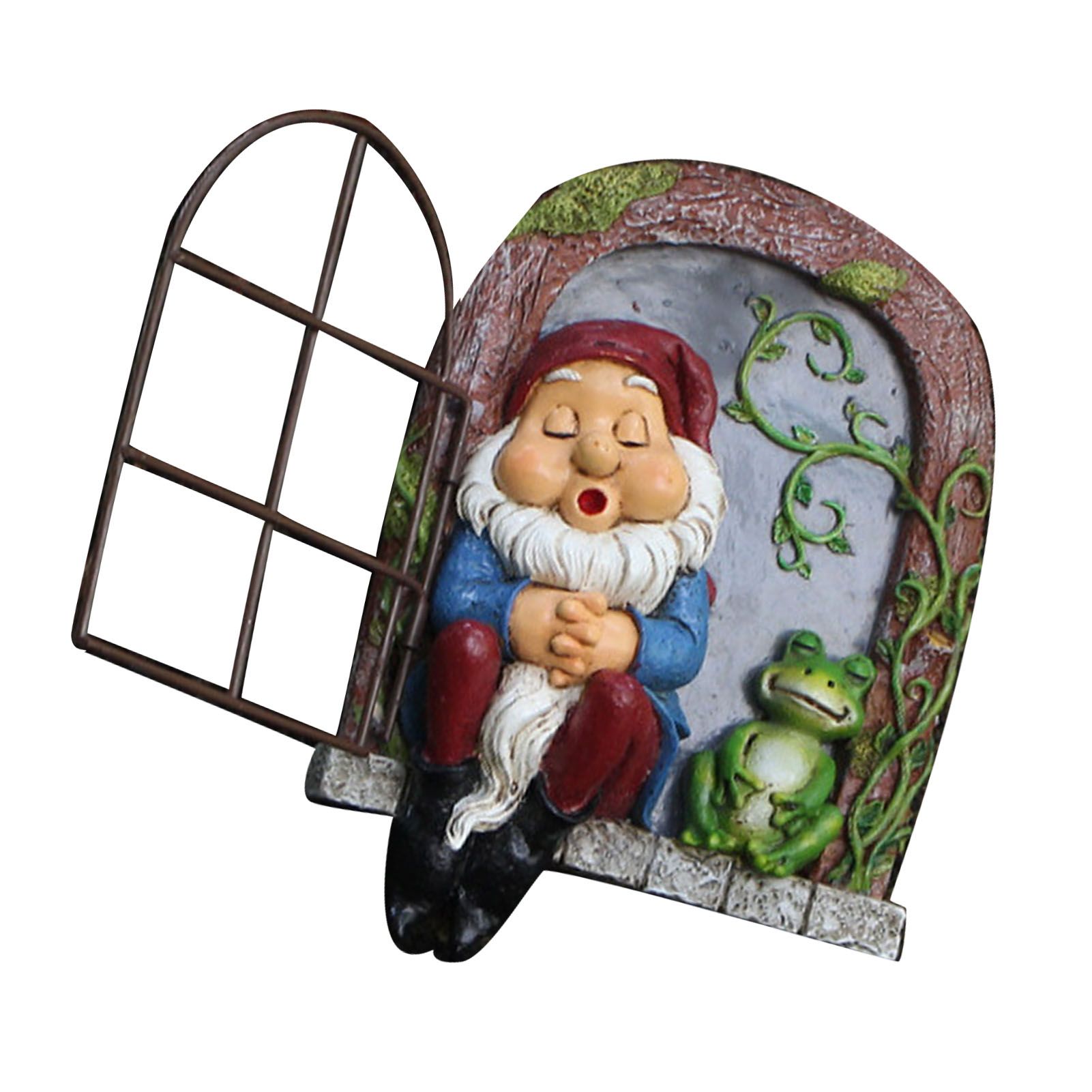 Tree Gnome Statue Sleeping Dwarf and Frog Decoration Outdoor Garden Resin view 6